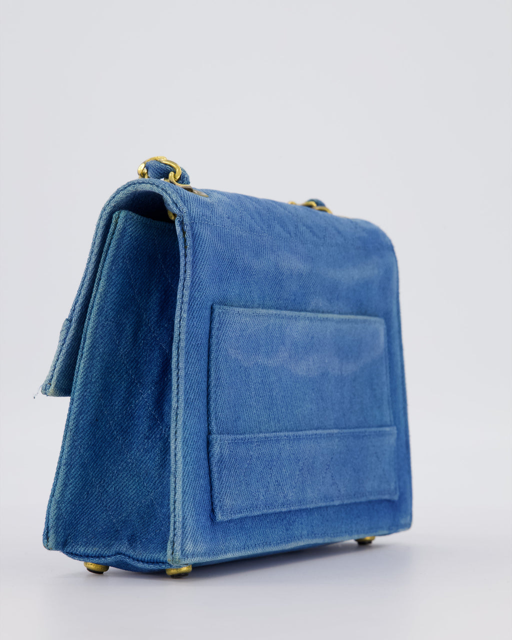*SUPER RARE* Chanel Vintage Denim Straight Flap Bag with 24K Gold Hardware