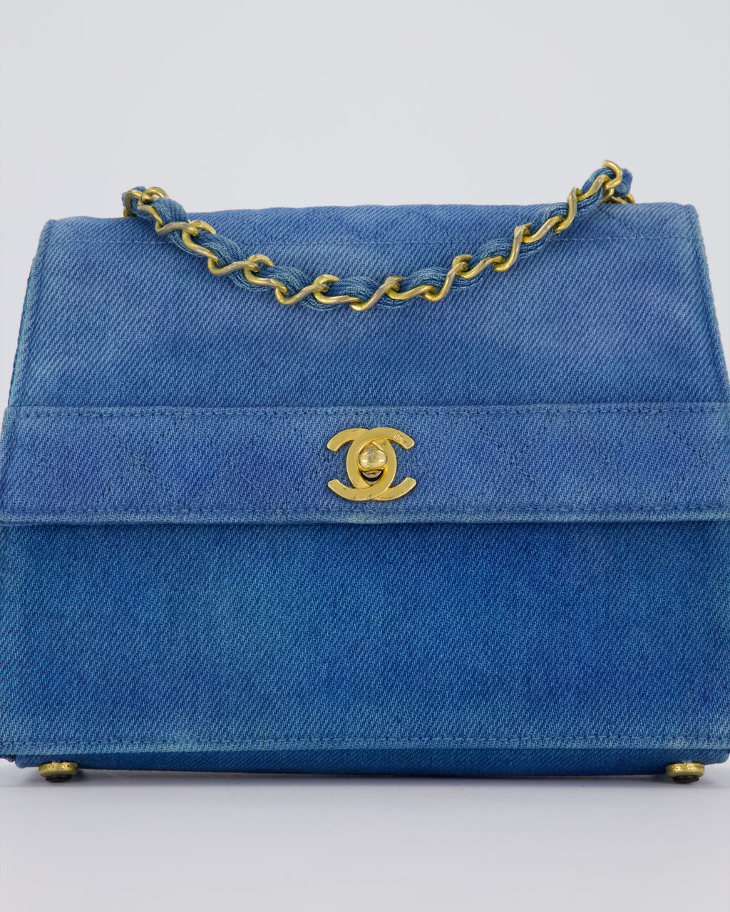 *SUPER RARE* Chanel Vintage Denim Straight Flap Bag with 24K Gold Hardware