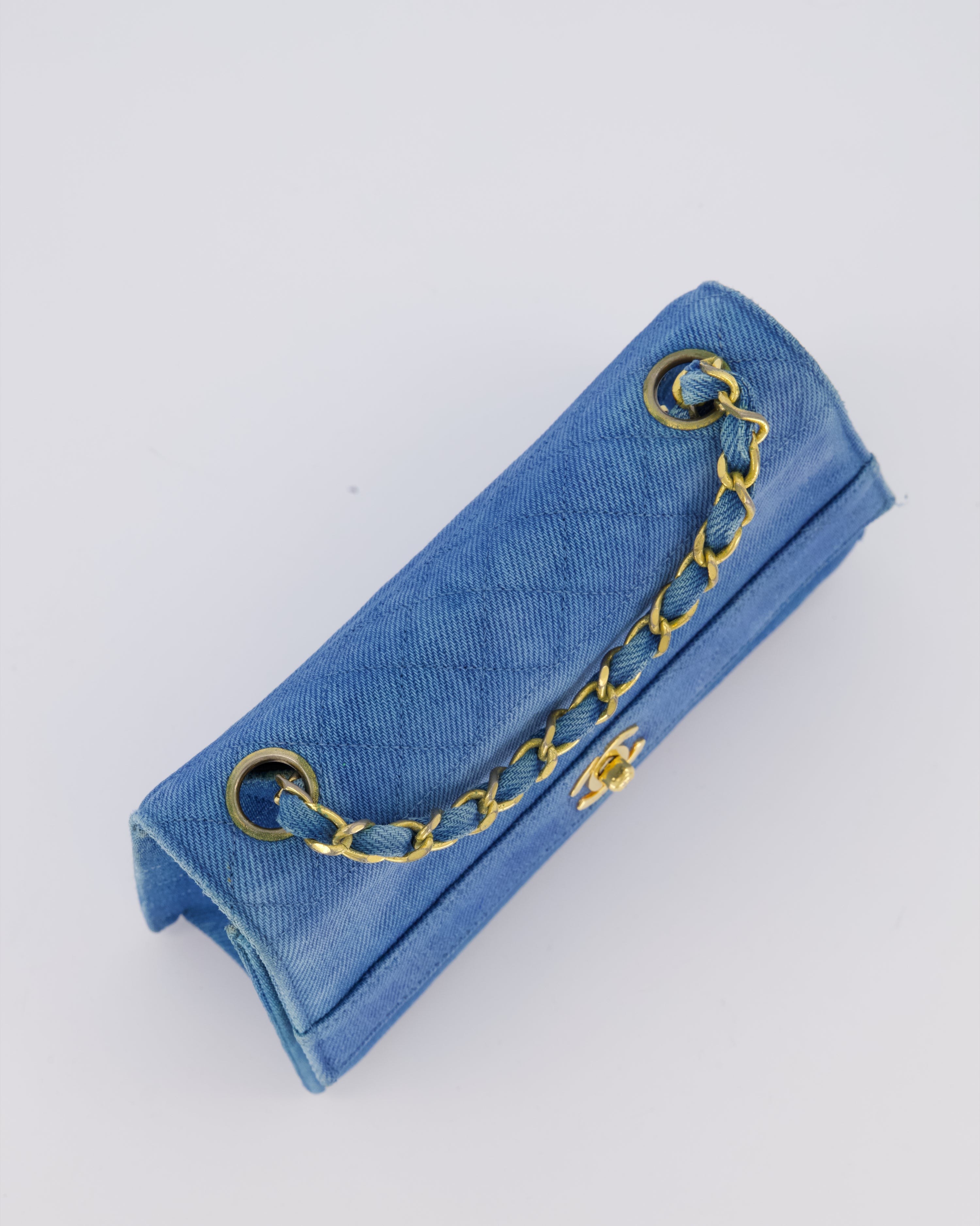 *SUPER RARE* Chanel Vintage Denim Straight Flap Bag with 24K Gold Hardware