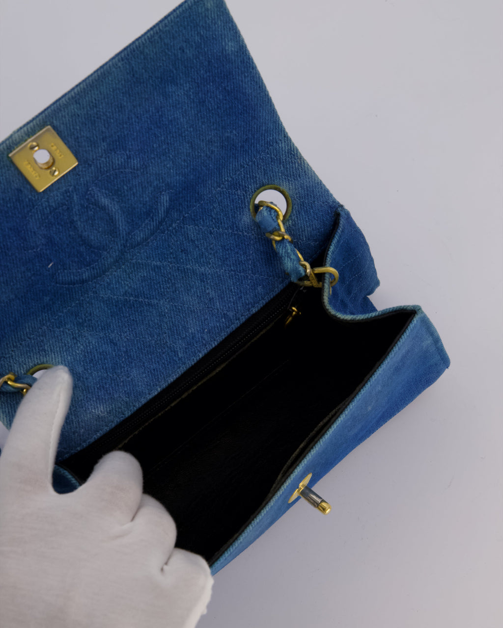 *SUPER RARE* Chanel Vintage Denim Straight Flap Bag with 24K Gold Hardware