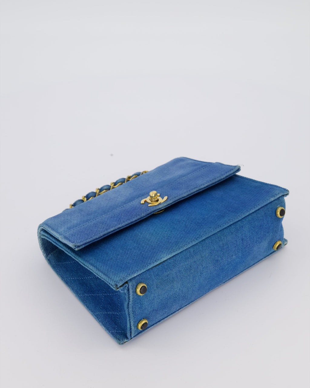 *SUPER RARE* Chanel Vintage Denim Straight Flap Bag with 24K Gold Hardware