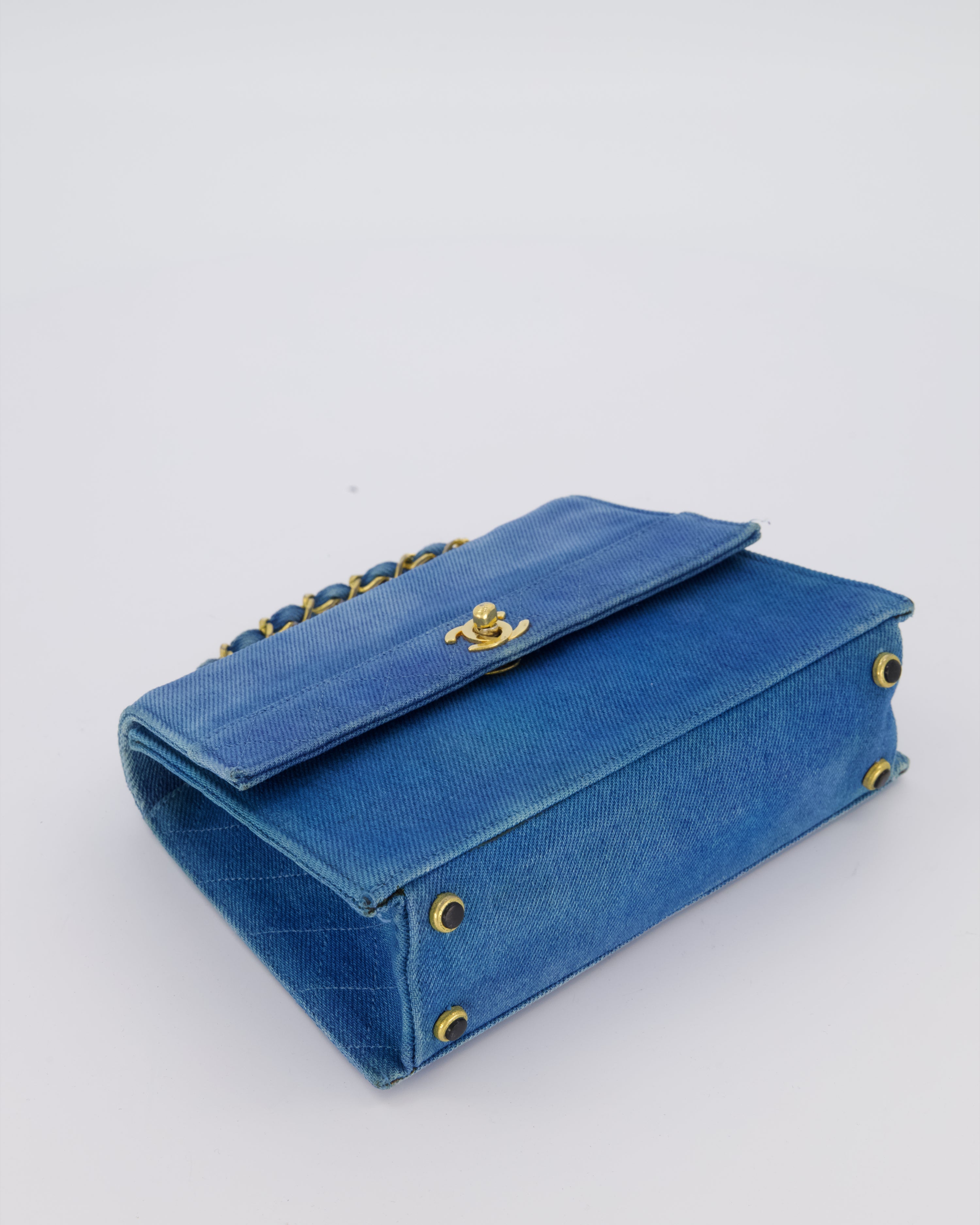 *SUPER RARE* Chanel Vintage Denim Straight Flap Bag with 24K Gold Hardware