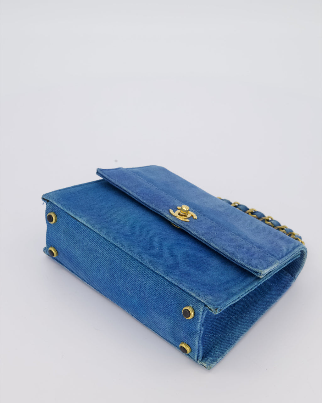 *SUPER RARE* Chanel Vintage Denim Straight Flap Bag with 24K Gold Hardware