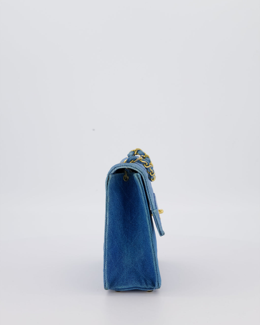 *SUPER RARE* Chanel Vintage Denim Straight Flap Bag with 24K Gold Hardware