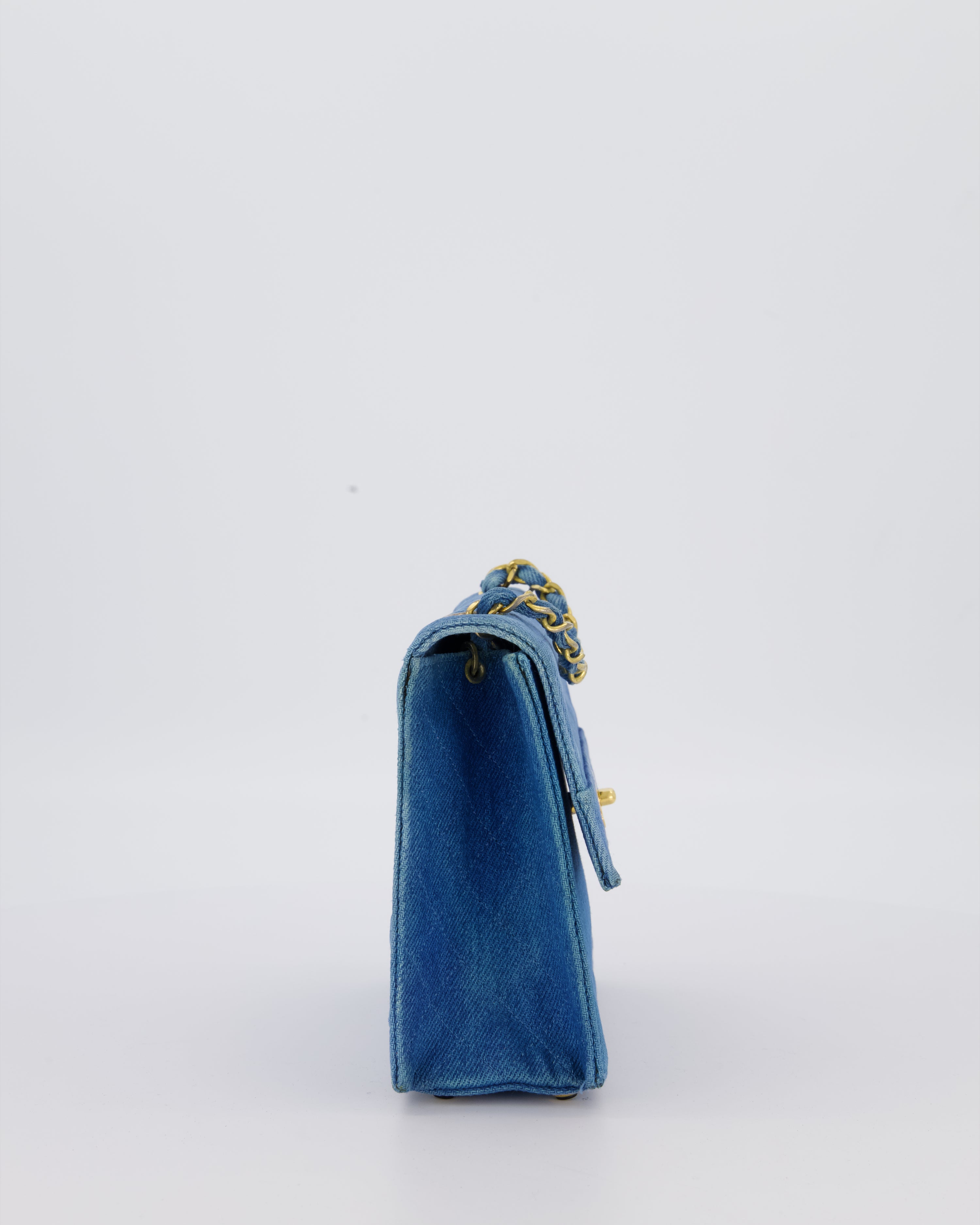*SUPER RARE* Chanel Vintage Denim Straight Flap Bag with 24K Gold Hardware