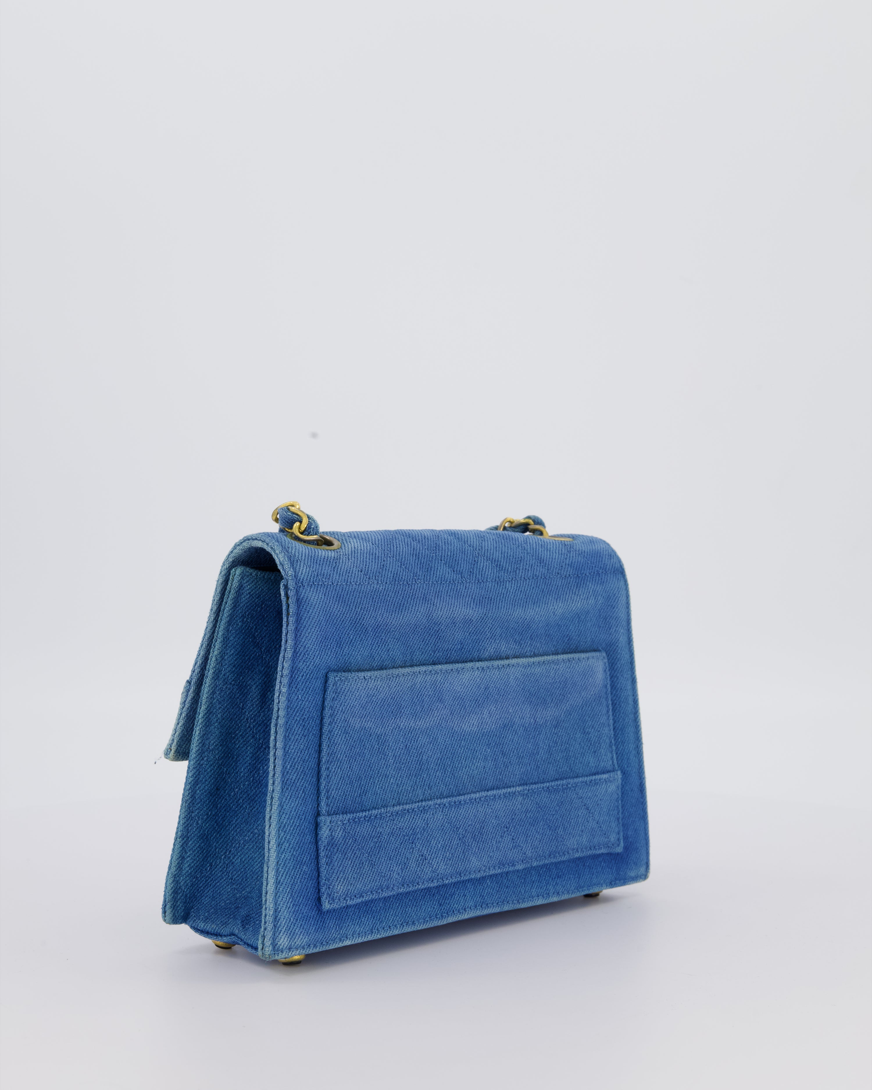 *SUPER RARE* Chanel Vintage Denim Straight Flap Bag with 24K Gold Hardware
