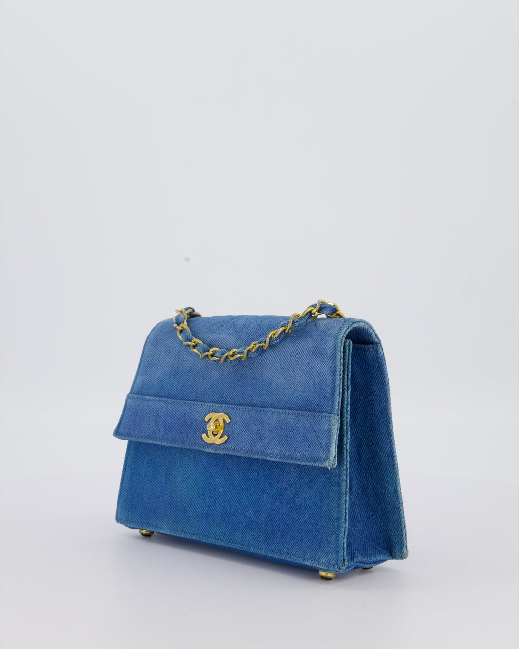 *SUPER RARE* Chanel Vintage Denim Straight Flap Bag with 24K Gold Hardware