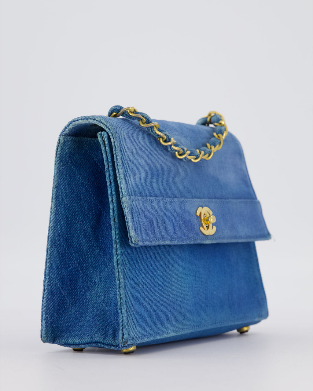 *SUPER RARE* Chanel Vintage Denim Straight Flap Bag with 24K Gold Hardware