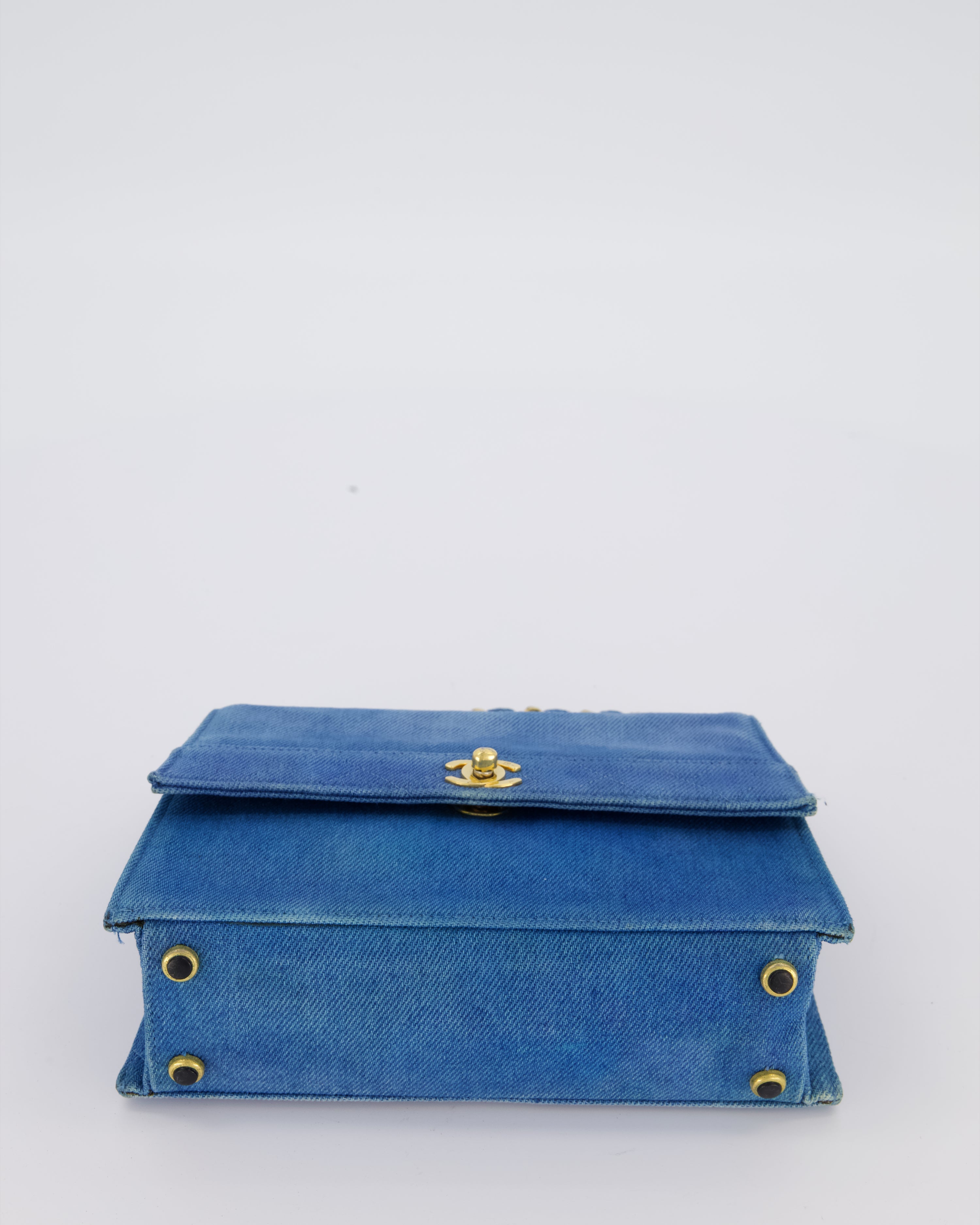 *SUPER RARE* Chanel Vintage Denim Straight Flap Bag with 24K Gold Hardware