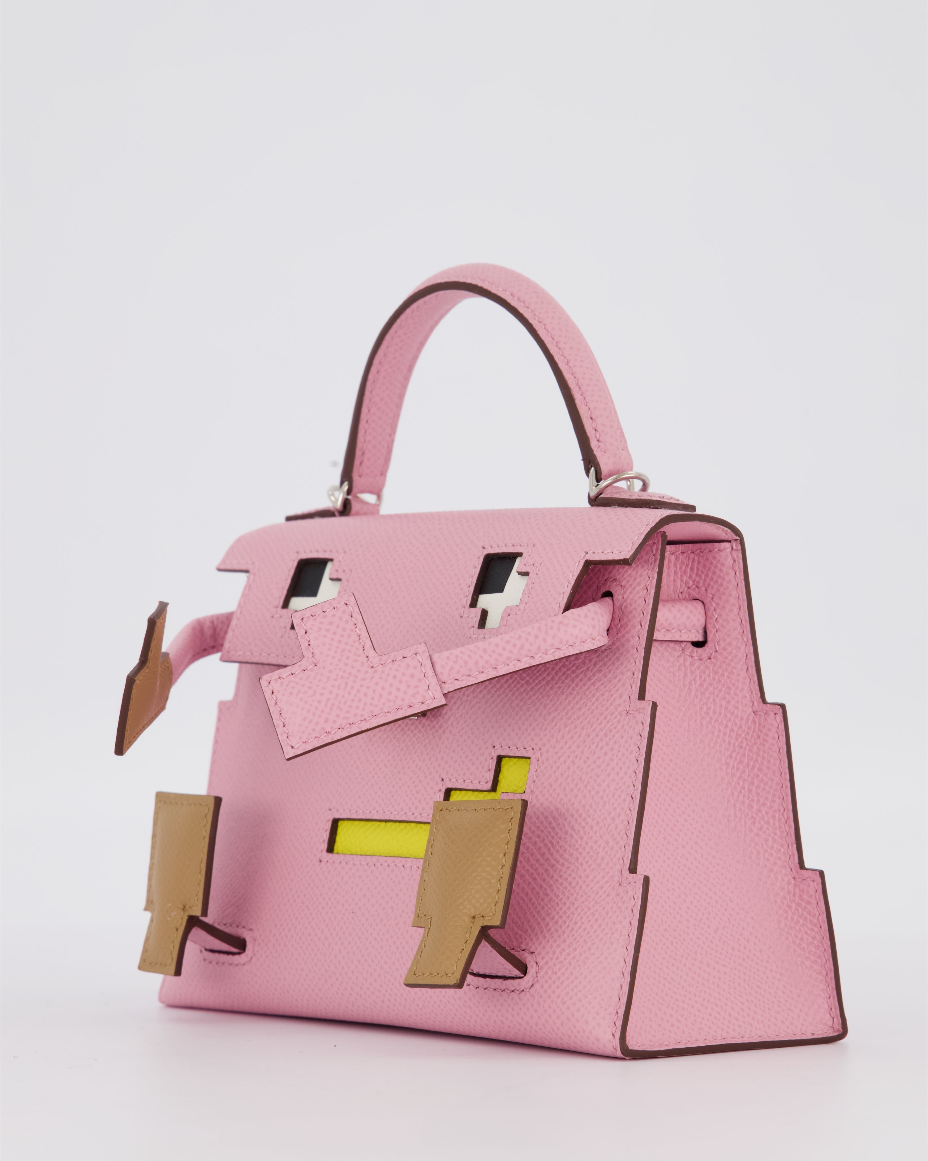 *EXTRA RARE* Hermès Mini Kelly Doll Picto 20 Bag in Mauve Sylvestre, Chai & Lime Epsom Leather with Palladium Hardware