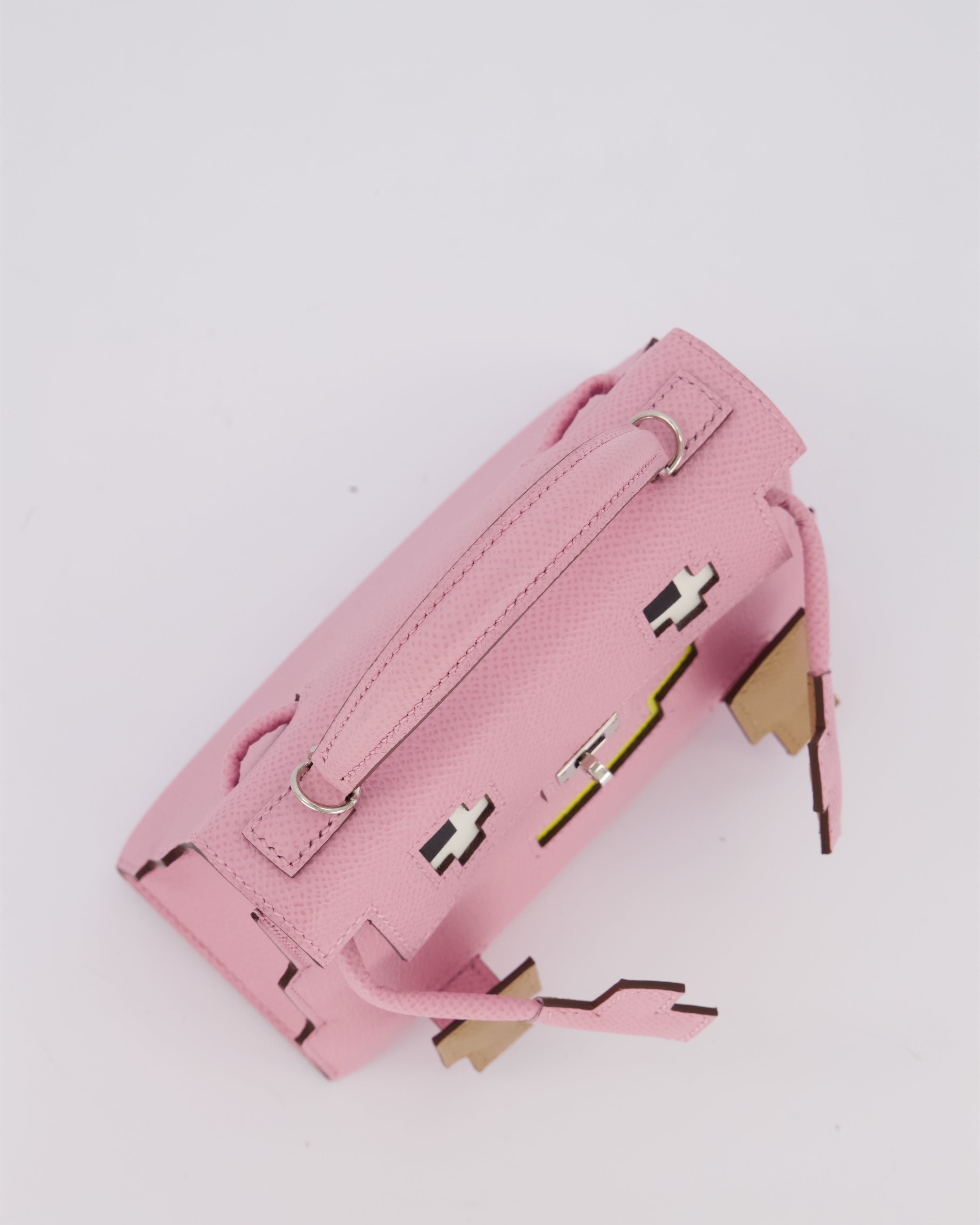 *EXTRA RARE* Hermès Mini Kelly Doll Picto 20 Bag in Mauve Sylvestre, Chai & Lime Epsom Leather with Palladium Hardware