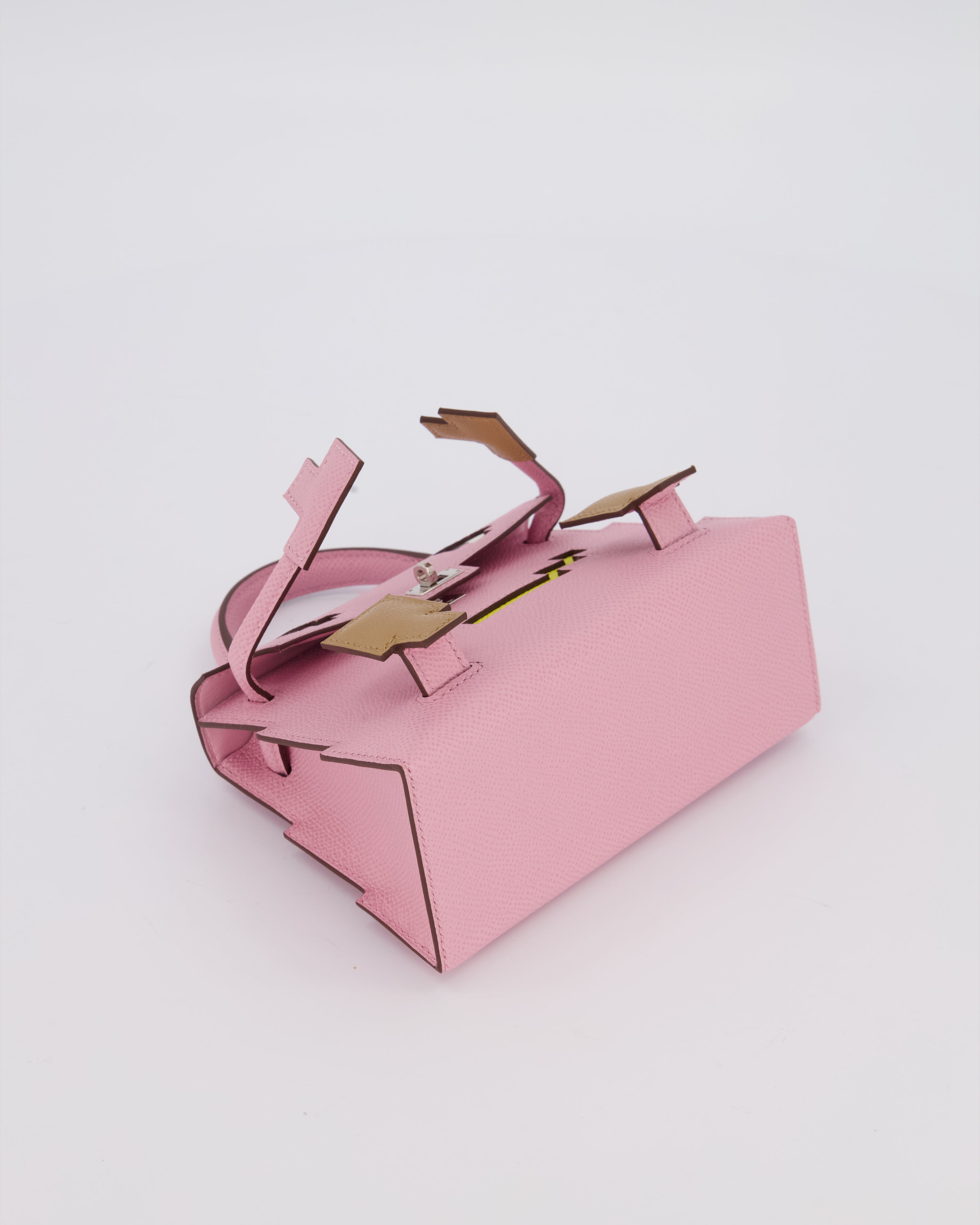*EXTRA RARE* Hermès Mini Kelly Doll Picto 20 Bag in Mauve Sylvestre, Chai & Lime Epsom Leather with Palladium Hardware