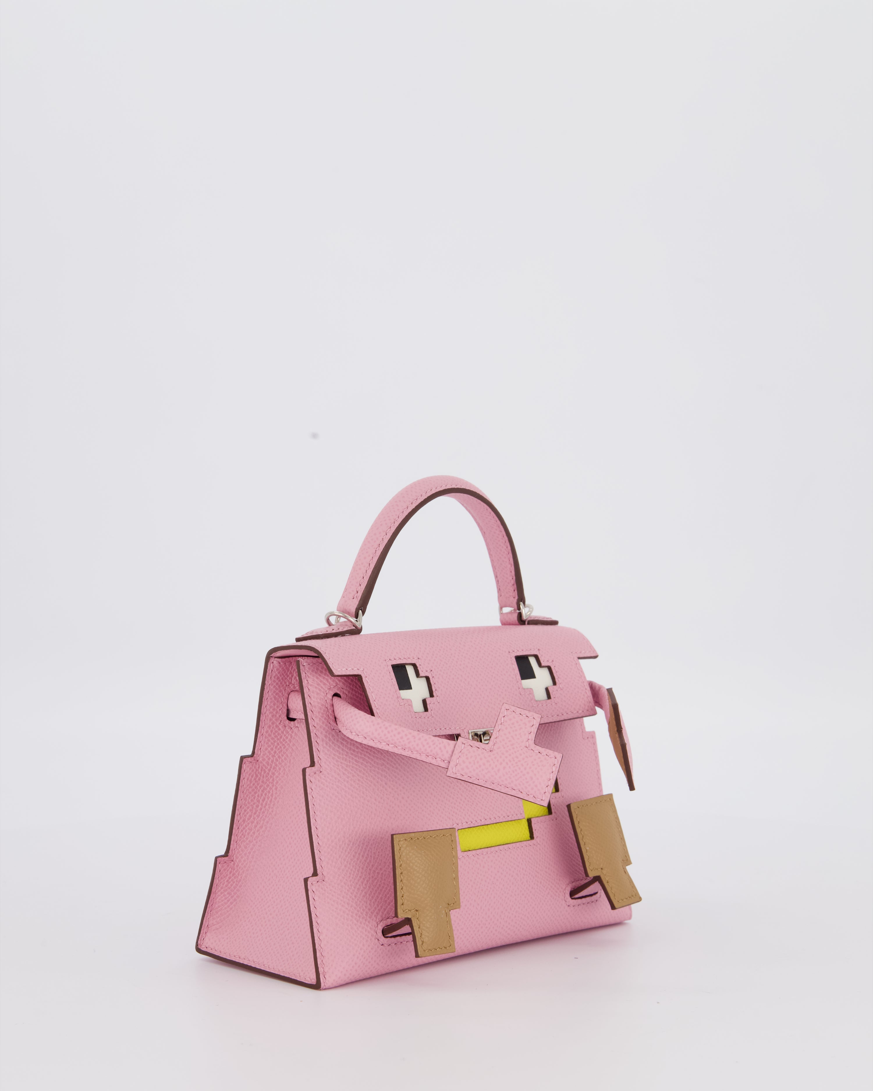 *EXTRA RARE* Hermès Mini Kelly Doll Picto 20 Bag in Mauve Sylvestre, Chai & Lime Epsom Leather with Palladium Hardware