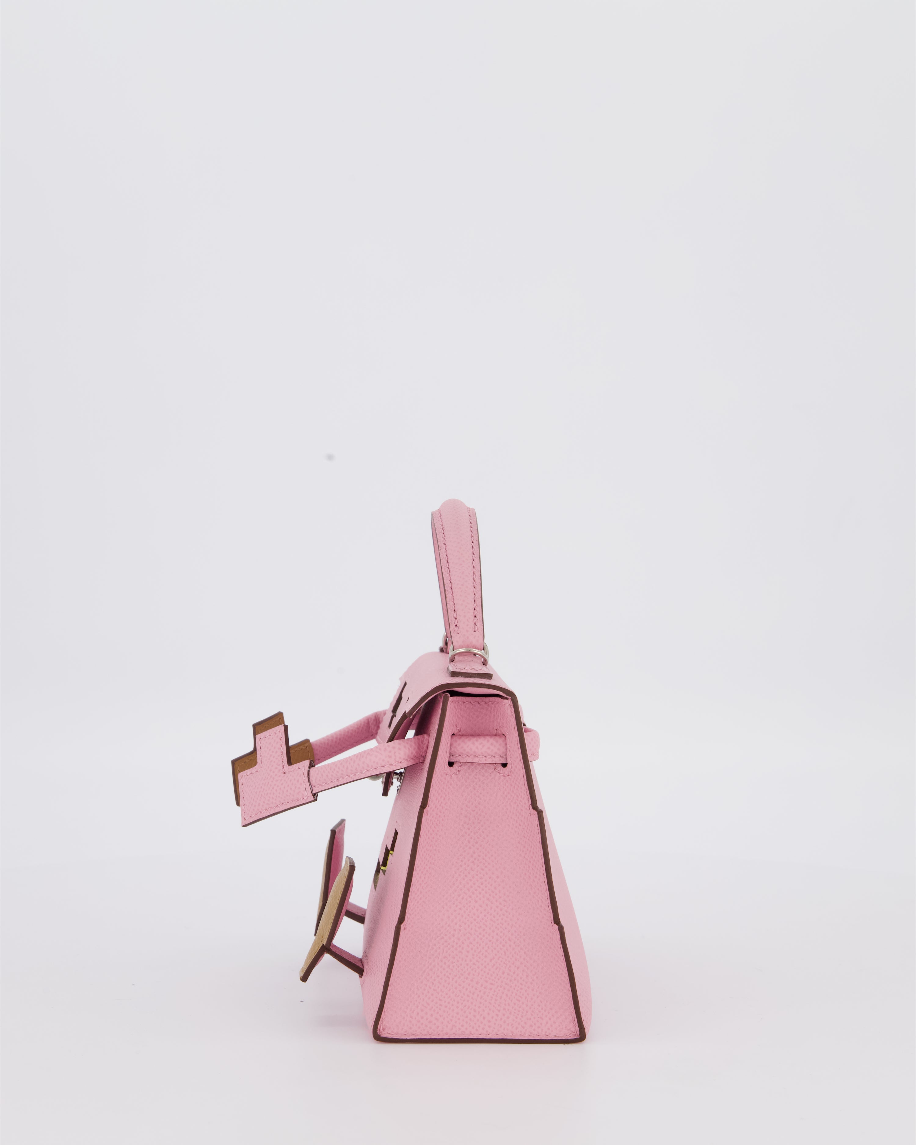 *EXTRA RARE* Hermès Mini Kelly Doll Picto 20 Bag in Mauve Sylvestre, Chai & Lime Epsom Leather with Palladium Hardware