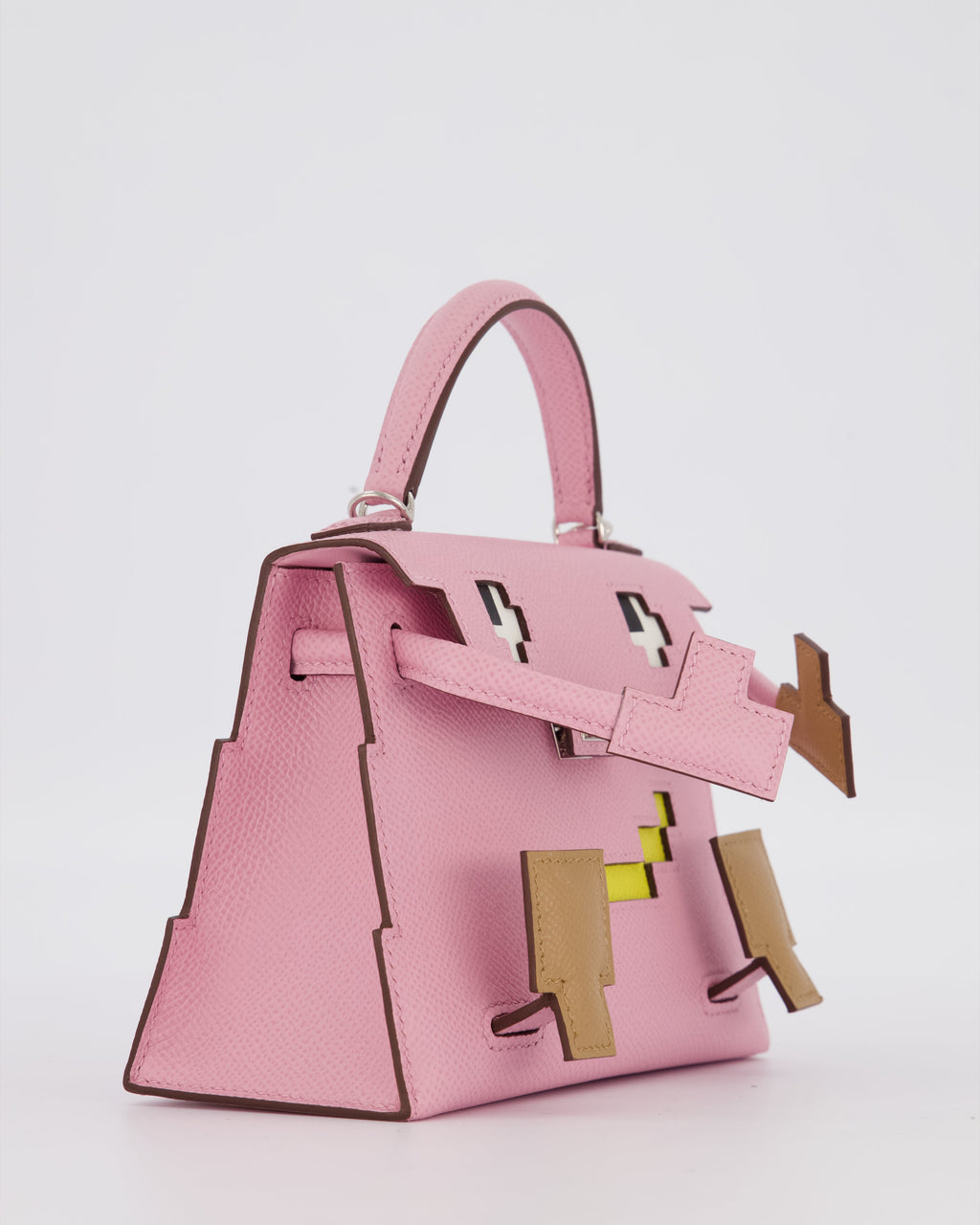 *EXTRA RARE* Hermès Mini Kelly Doll Picto 20 Bag in Mauve Sylvestre, Chai & Lime Epsom Leather with Palladium Hardware