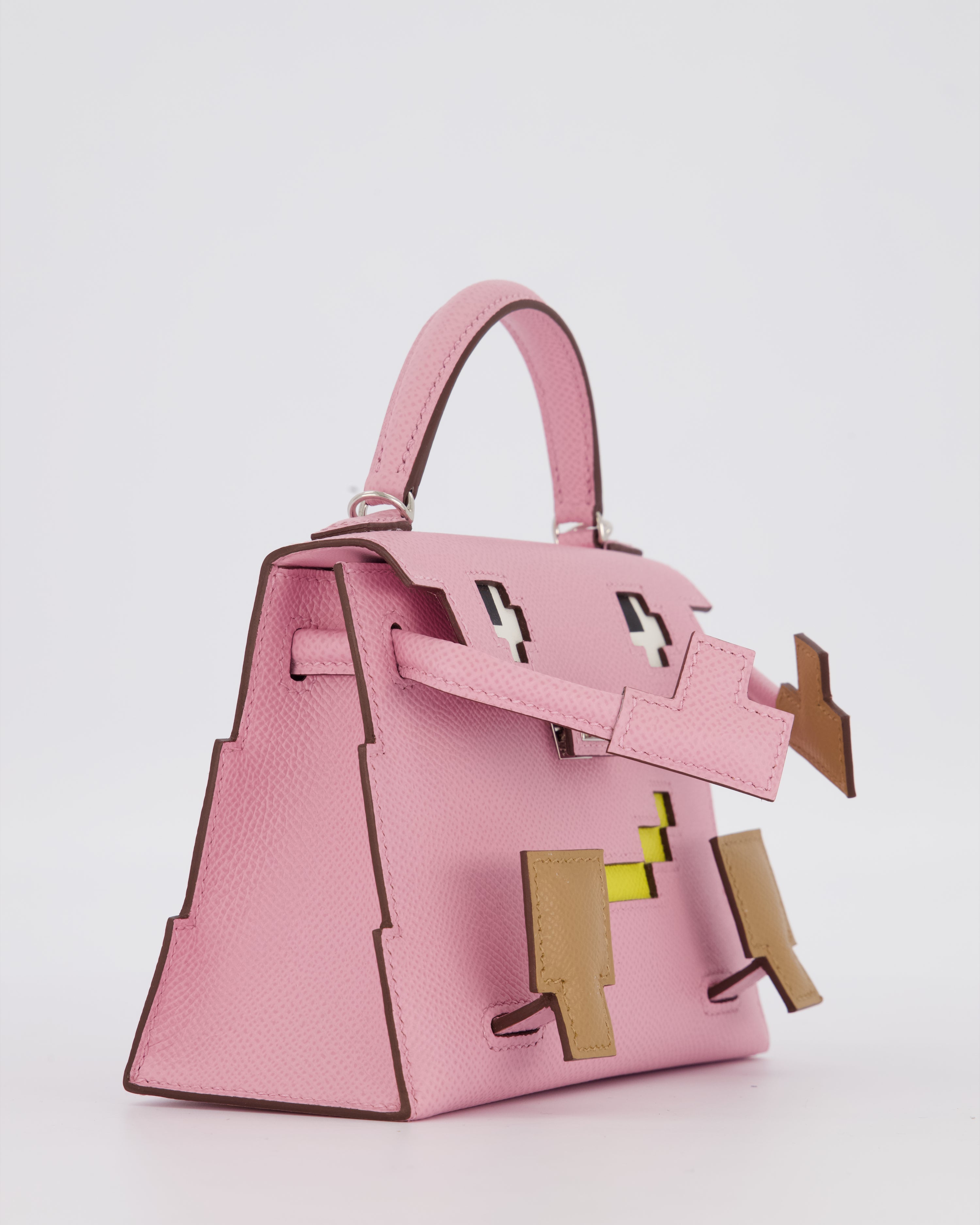 *EXTRA RARE* Hermès Mini Kelly Doll Picto 20 Bag in Mauve Sylvestre, Chai & Lime Epsom Leather with Palladium Hardware