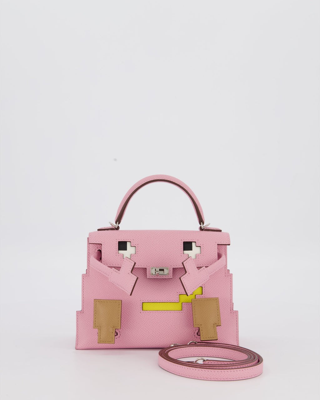 *EXTRA RARE* Hermès Mini Kelly Doll Picto 20 Bag in Mauve Sylvestre, Chai & Lime Epsom Leather with Palladium Hardware