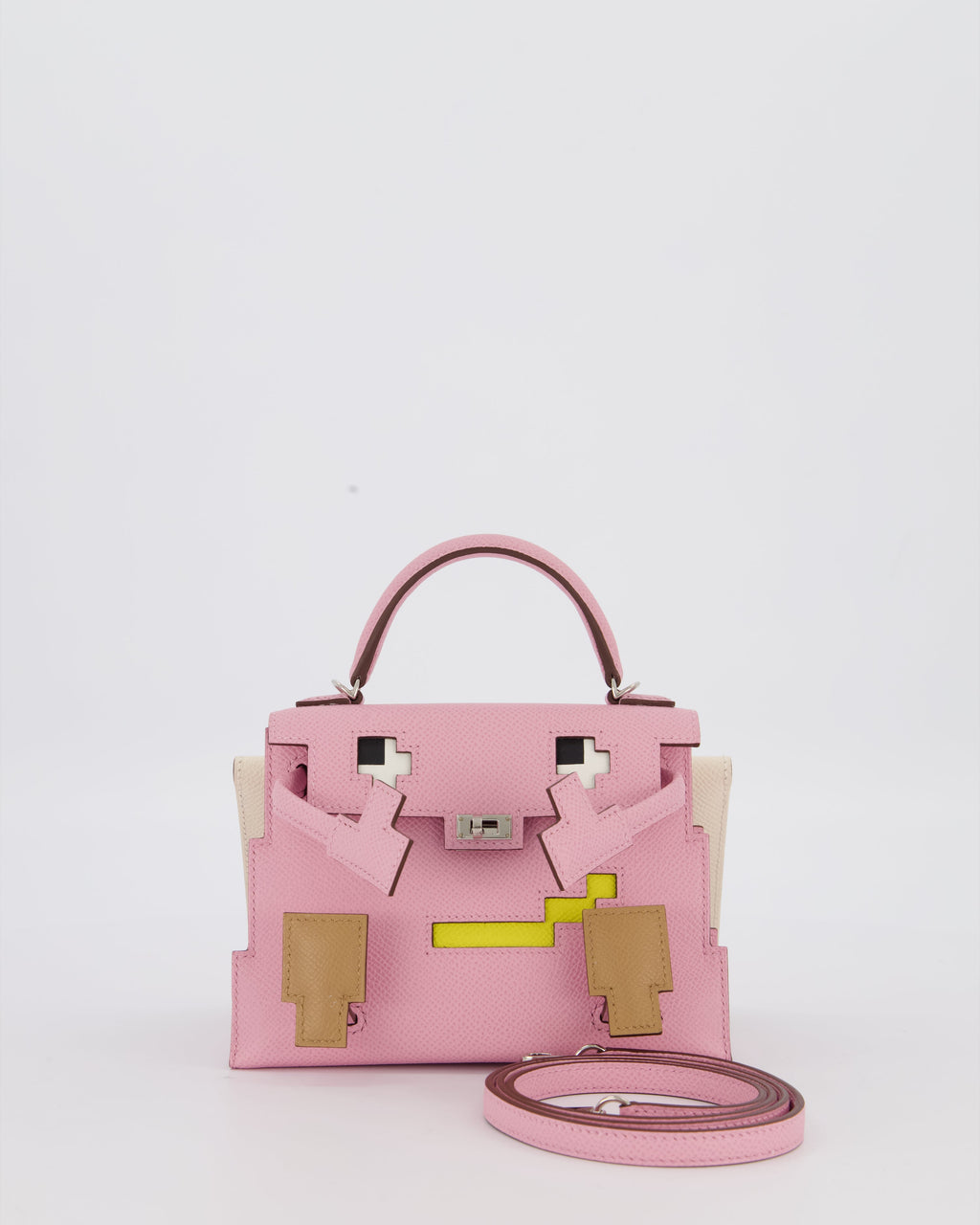 *EXTRA RARE* Hermès Mini Kelly Doll Picto 20 Bag in Mauve Sylvestre, Chai & Lime Epsom Leather with Palladium Hardware