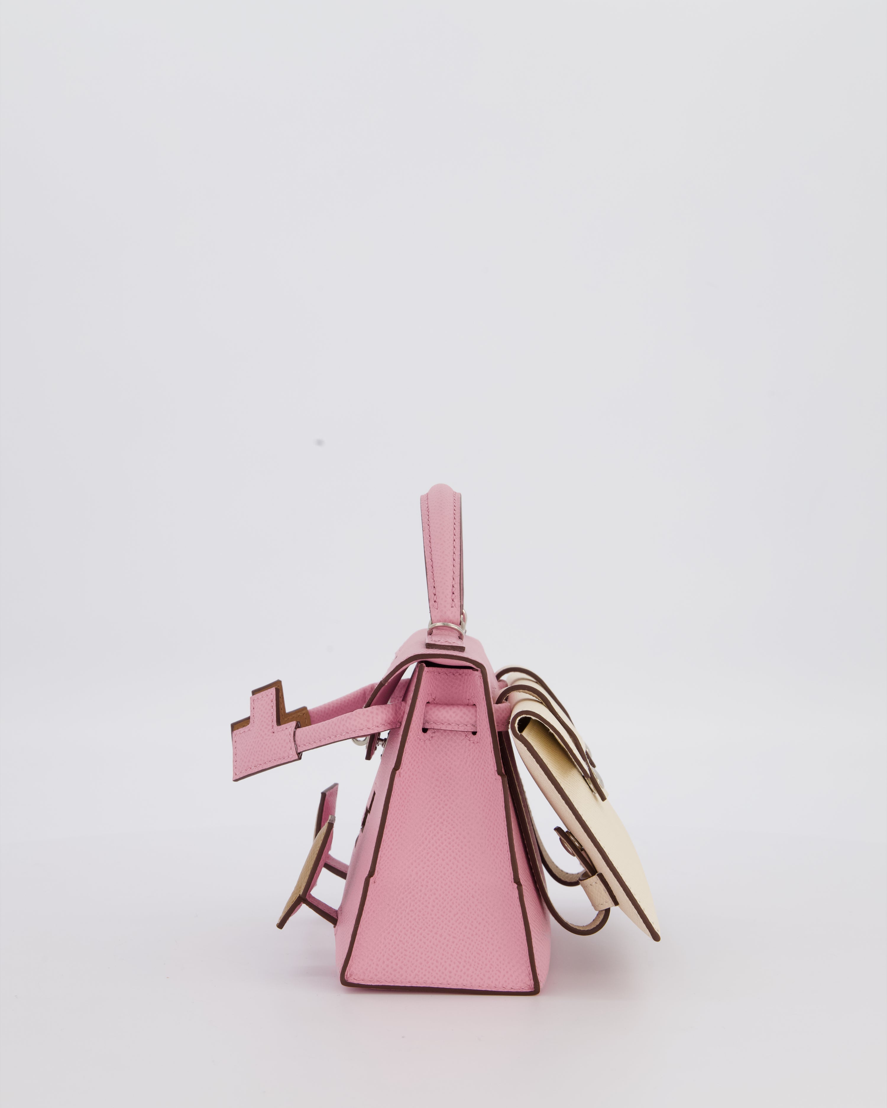 *EXTRA RARE* Hermès Mini Kelly Doll Picto 20 Bag in Mauve Sylvestre, Chai & Lime Epsom Leather with Palladium Hardware