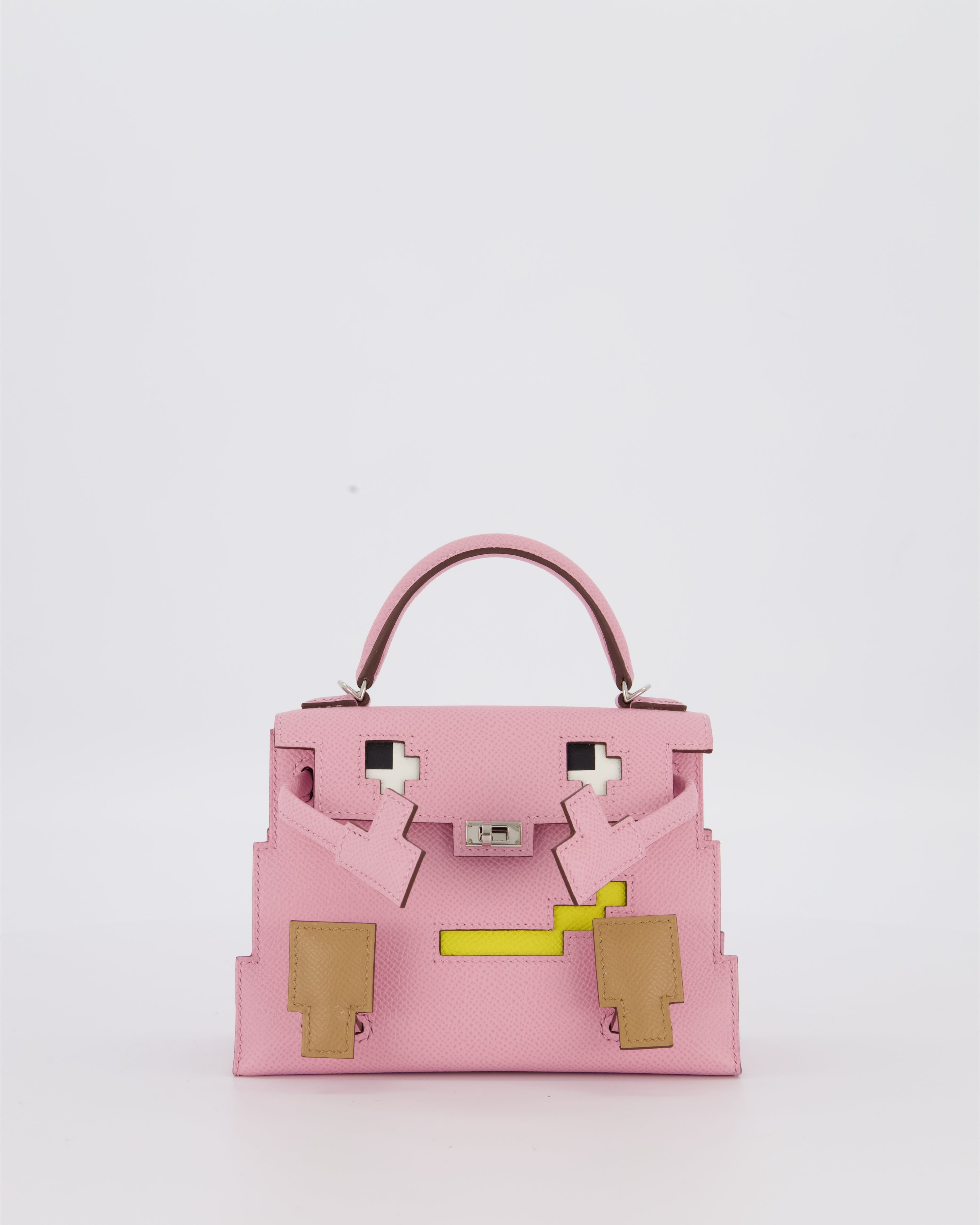 *EXTRA RARE* Hermès Mini Kelly Doll Picto 20 Bag in Mauve Sylvestre, Chai & Lime Epsom Leather with Palladium Hardware