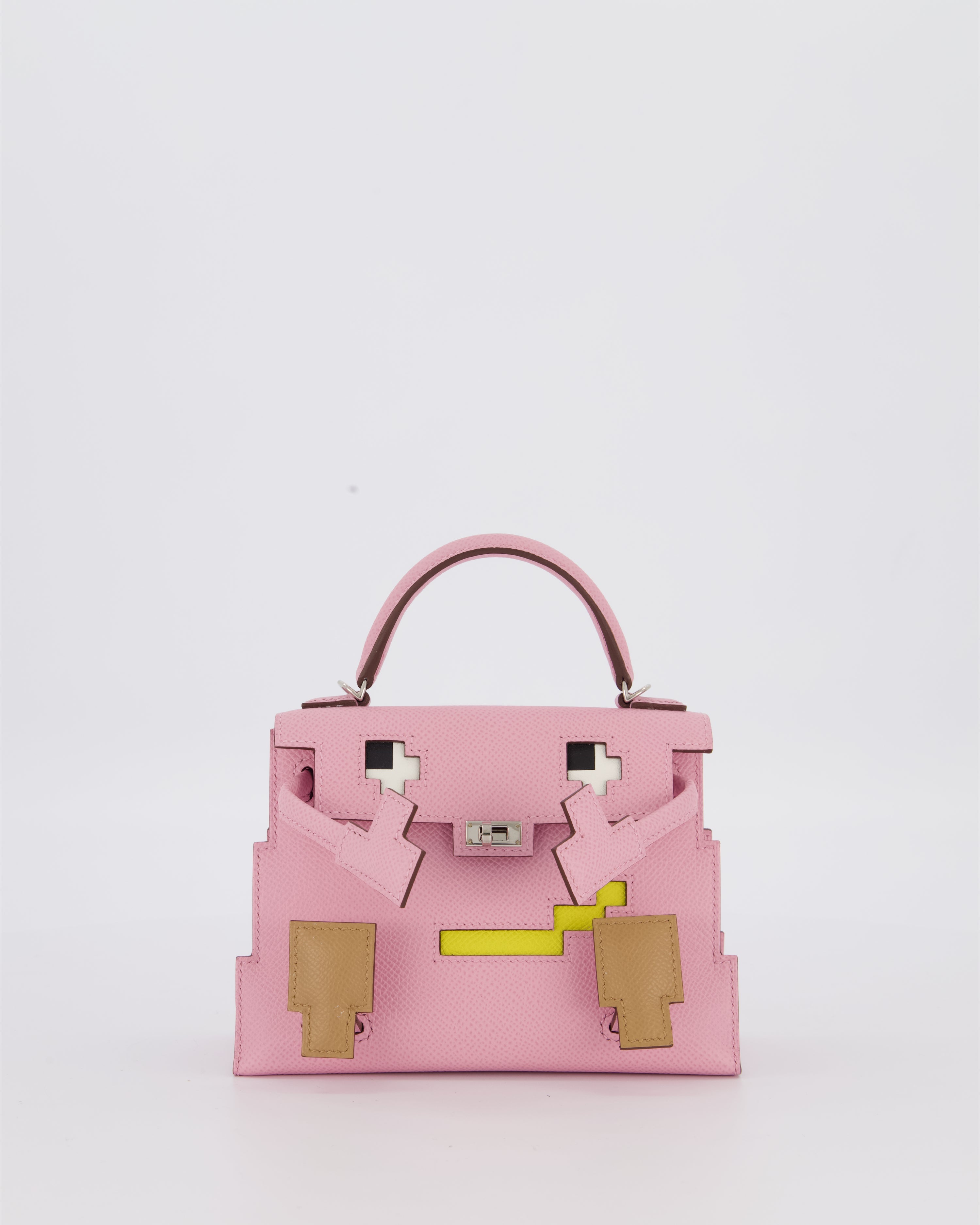 *EXTRA RARE* Hermès Mini Kelly Doll Picto 20 Bag in Mauve Sylvestre, Chai & Lime Epsom Leather with Palladium Hardware