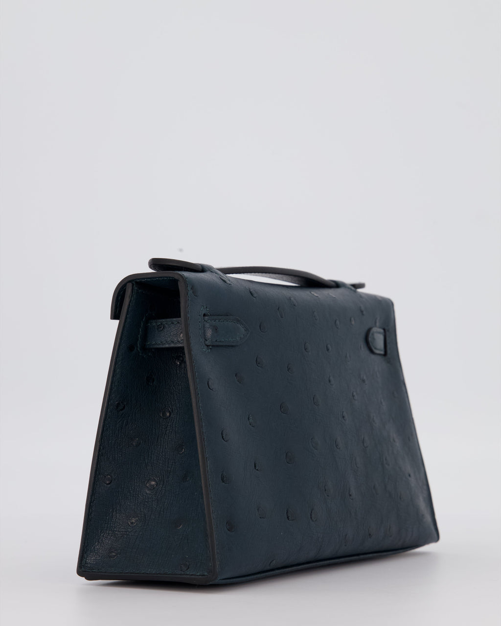 *SUPER RARE* Hermès Mini Kelly Pochette Bag in Vert Cypres Ostrich Leather with Palladium Hardware
