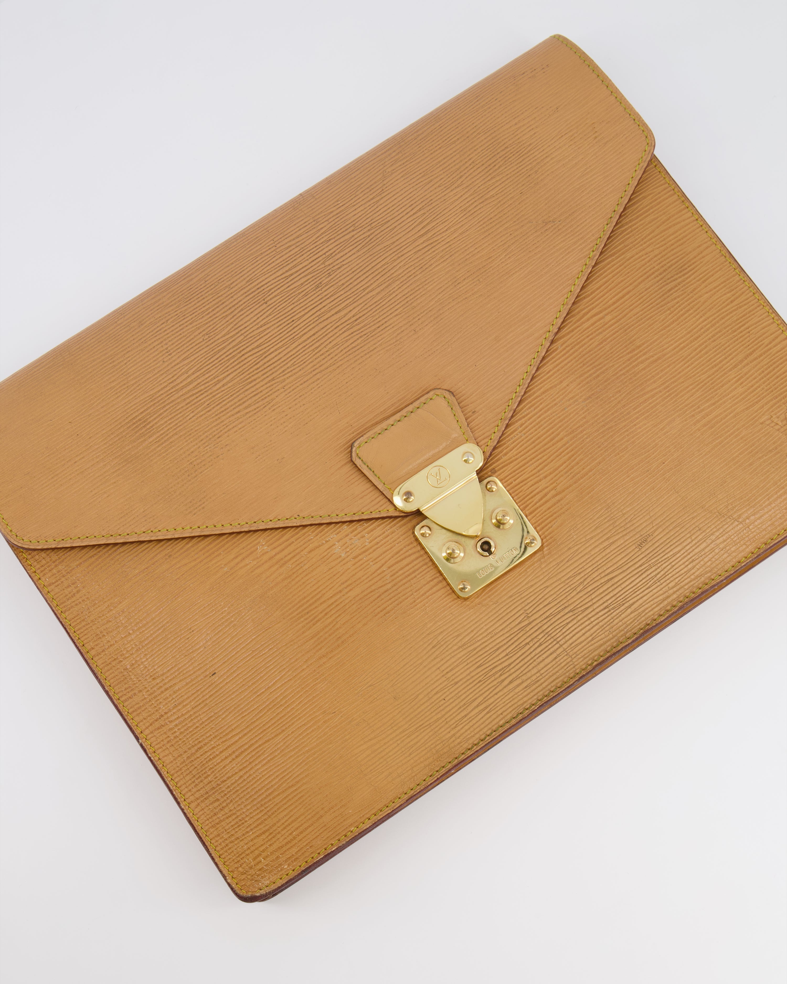 Louis Vuitton Beige Epi Leather Large Pouch Bag with Gold Hardware