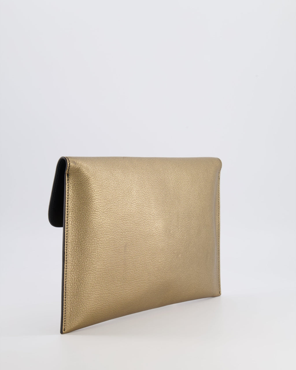 Alexander McQueen Gold Leather Envelope Clutch Bag with Crystal Skull Closure