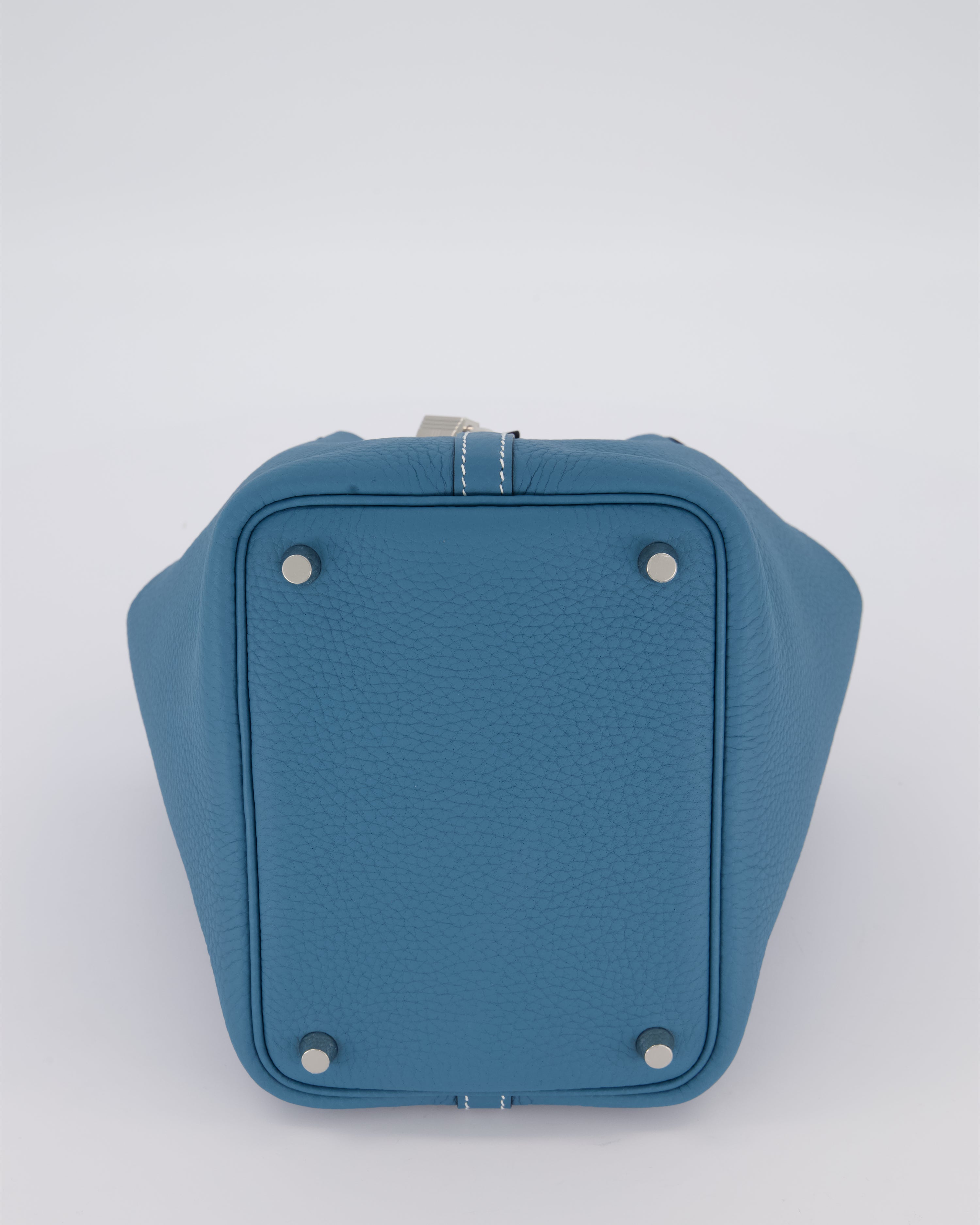 *HOT & RARE* Hermès Picotin Lock 18 Bag in Bleu Jean Taurillon Clemence Leather with Palladium Hardware