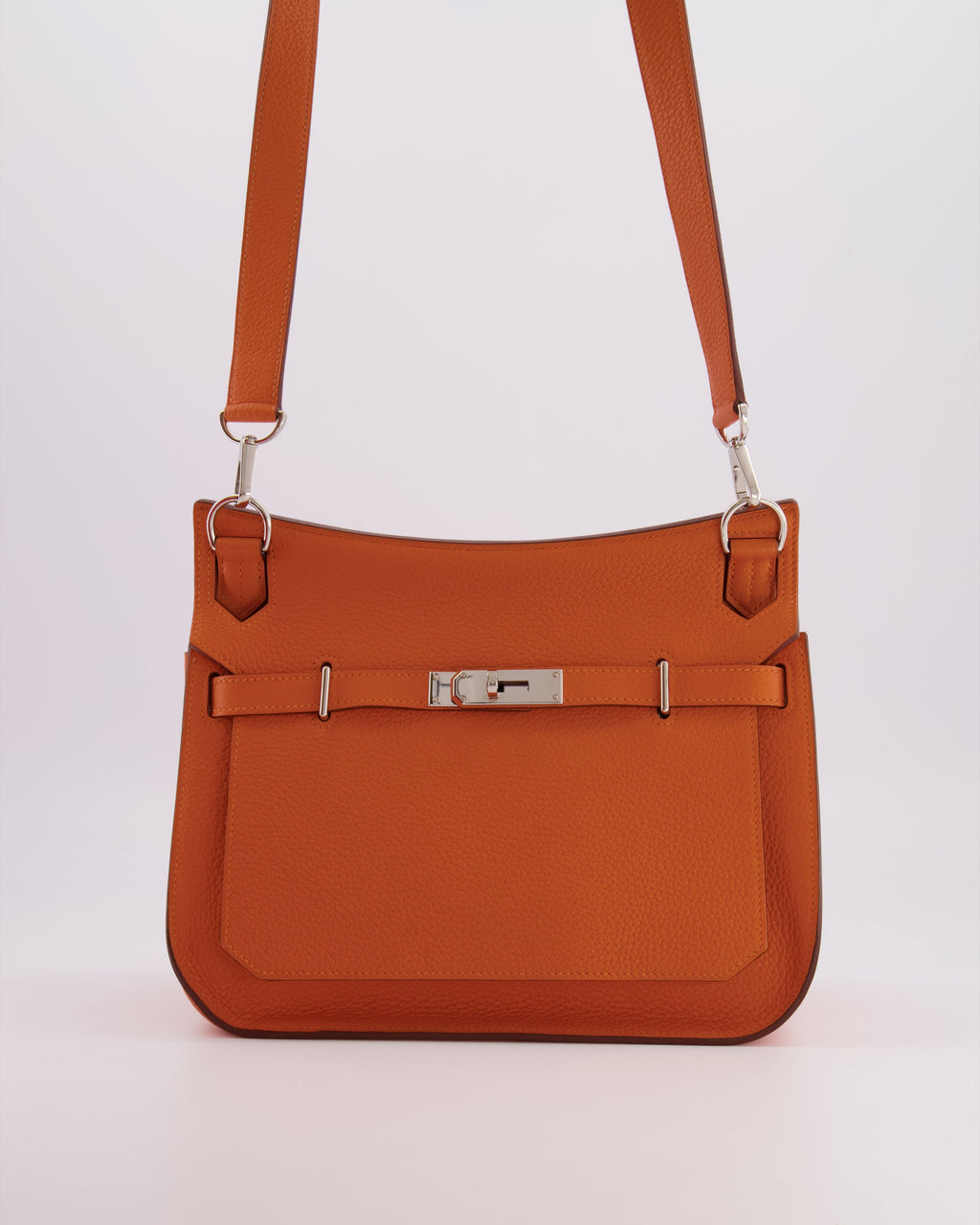 Hermès Jypsiere 28 Bag in Orange Clemence Leather with Palladium Hardware