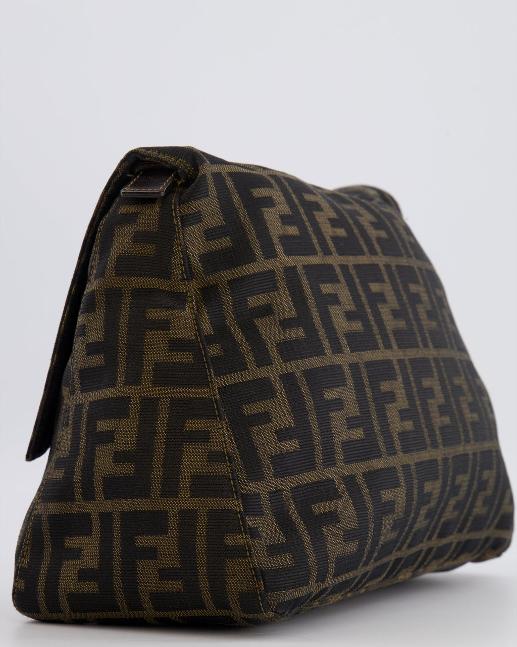 Fendi Vintage Zucca Mamma Baguette Bag in Brown Monogram Canvas and Leather with Gold Hardware