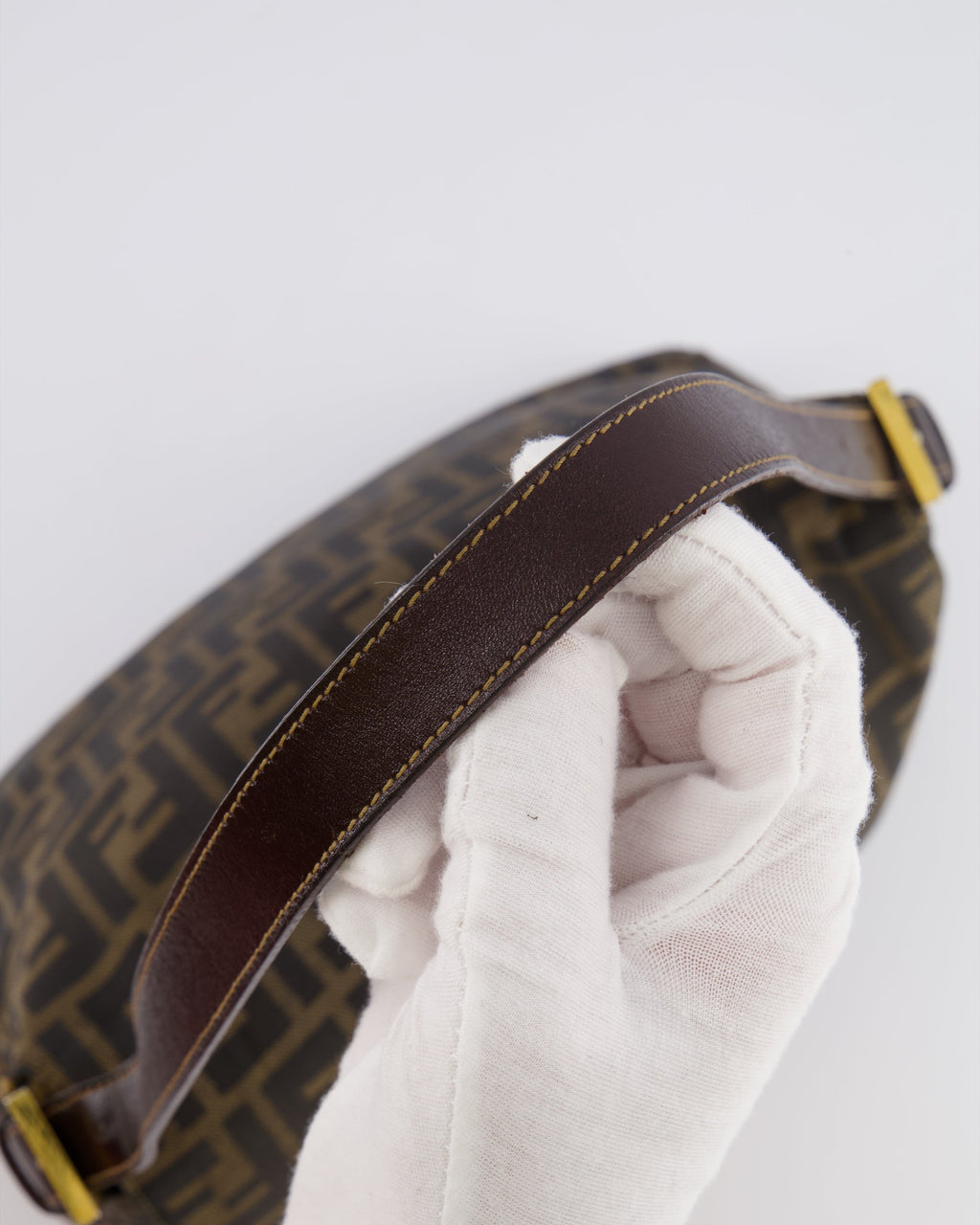 Fendi Vintage Zucca Mamma Baguette Bag in Brown Monogram Canvas and Leather with Gold Hardware