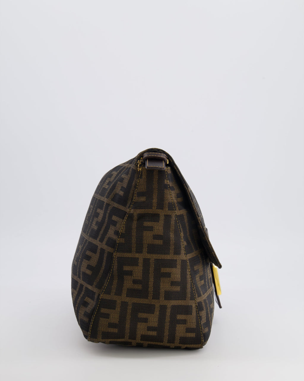 Fendi Vintage Zucca Mamma Baguette Bag in Brown Monogram Canvas and Leather with Gold Hardware