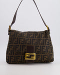 Fendi Vintage Zucca Mamma Baguette Bag in Brown Monogram Canvas and Leather with Gold Hardware