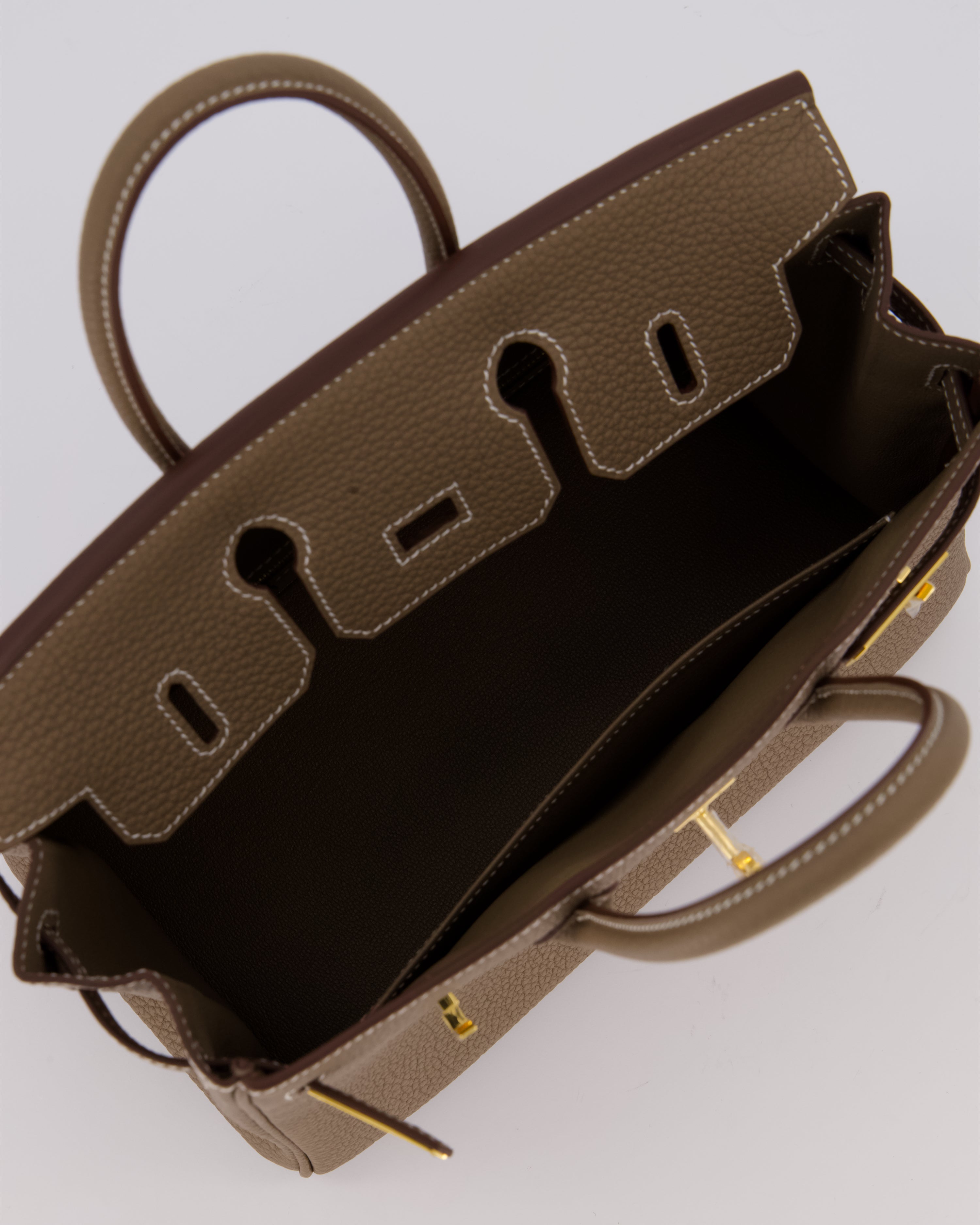 Hermès Birkin 25 Retourne Bag in Etoupe Togo Leather with Gold Hardware