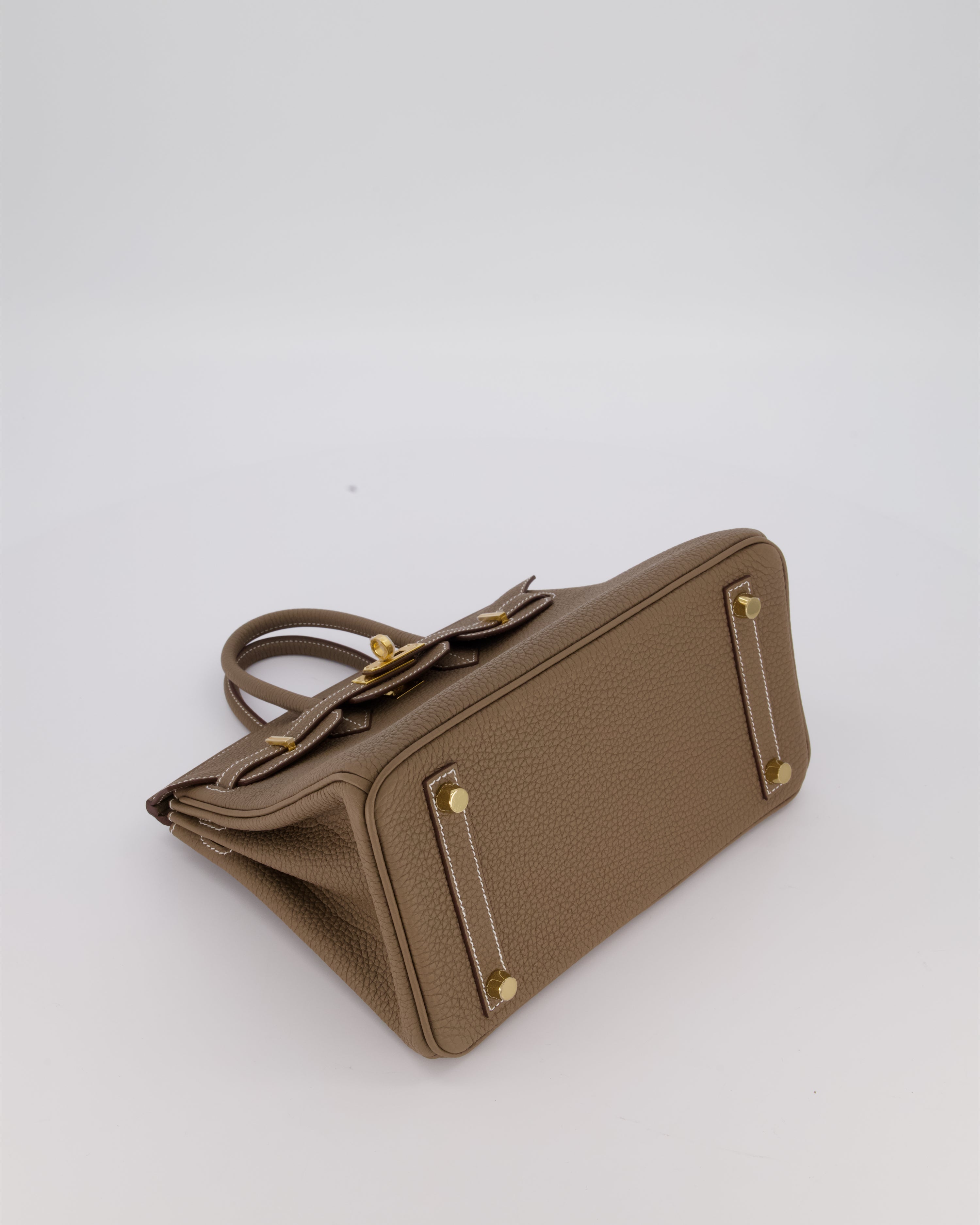 Hermès Birkin 25 Retourne Bag in Etoupe Togo Leather with Gold Hardware