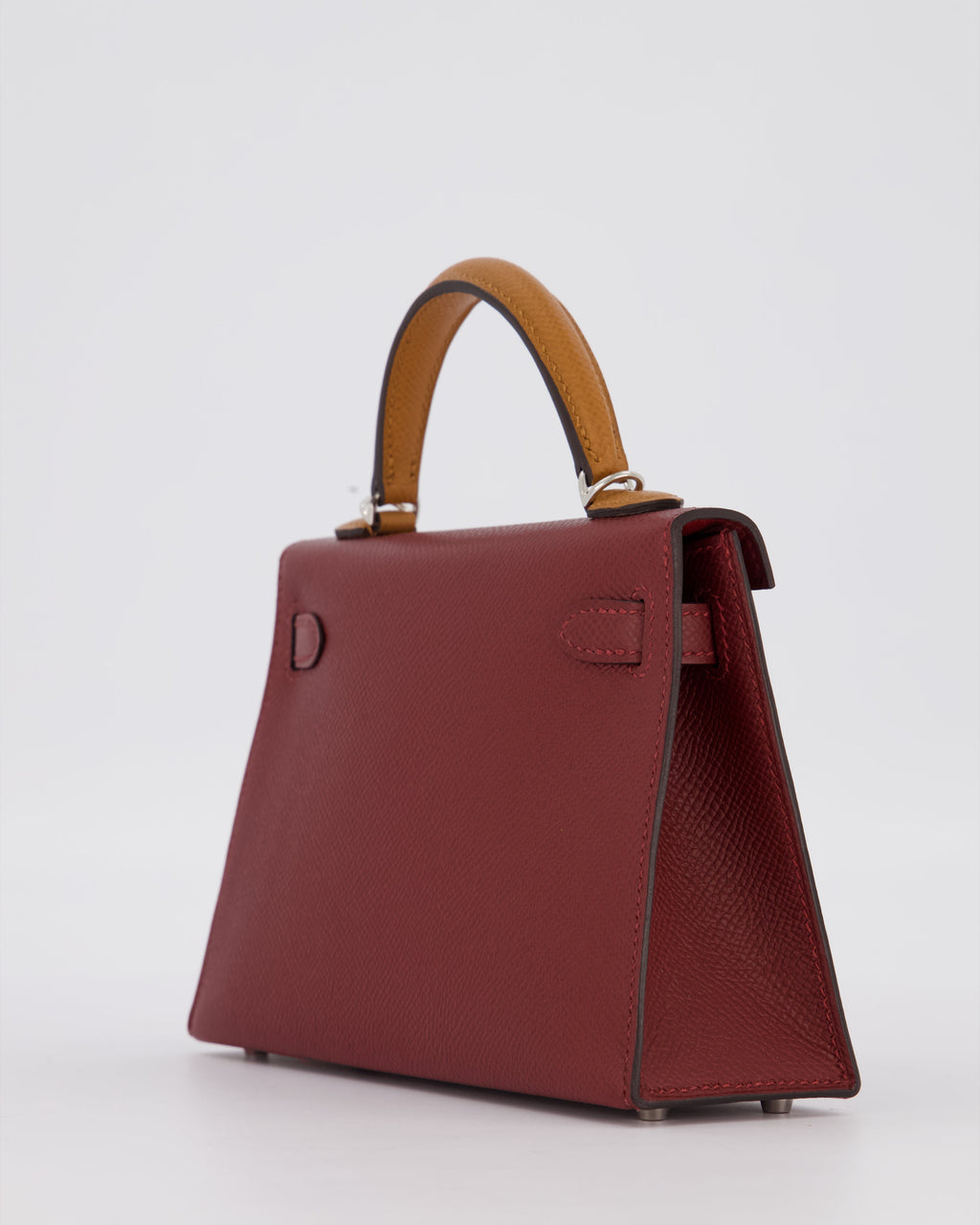 *SUPER RARE* Hermès Mini Kelly II Tricolour 20 Bag In Rouge H, Gold, and Bai Brun Epsom Leather with Palladium Hardware