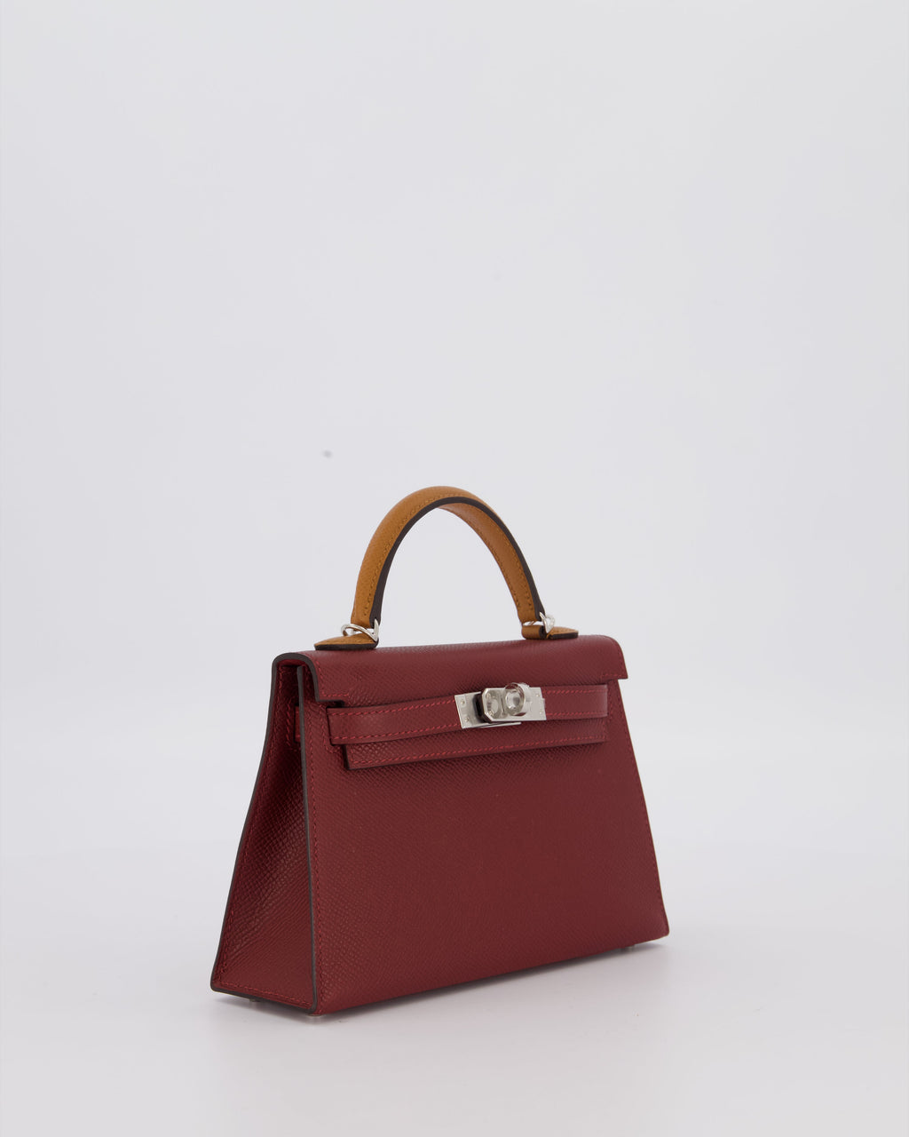 *SUPER RARE* Hermès Mini Kelly II Tricolour 20 Bag In Rouge H, Gold, and Bai Brun Epsom Leather with Palladium Hardware