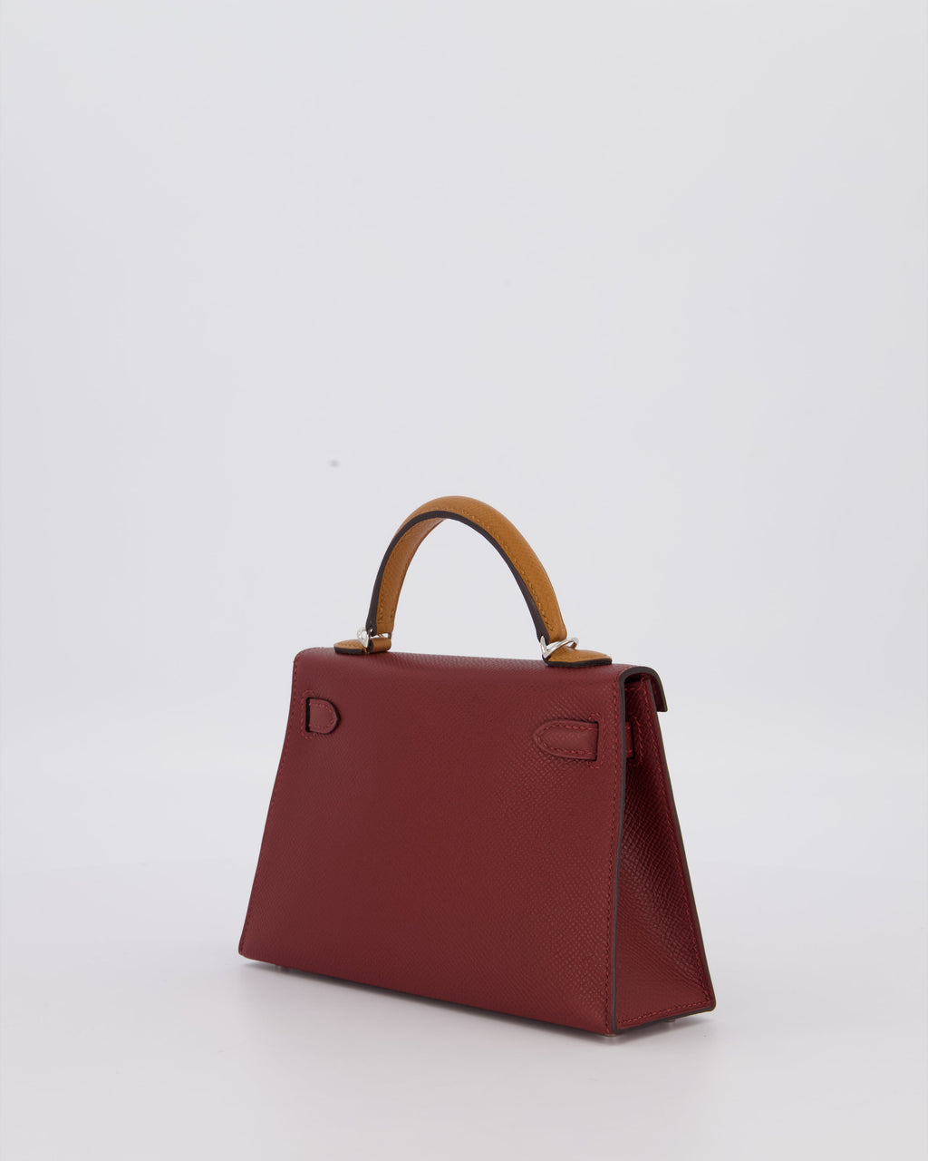 *SUPER RARE* Hermès Mini Kelly II Tricolour 20 Bag In Rouge H, Gold, and Bai Brun Epsom Leather with Palladium Hardware