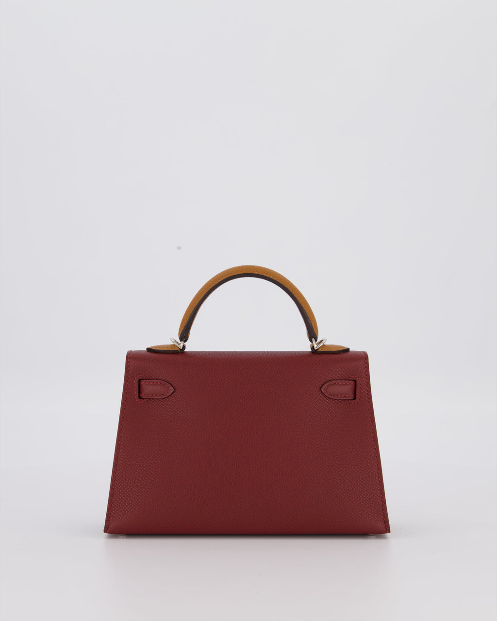 *SUPER RARE* Hermès Mini Kelly II Tricolour 20 Bag In Rouge H, Gold, and Bai Brun Epsom Leather with Palladium Hardware