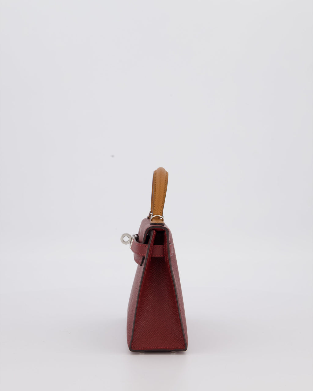 *SUPER RARE* Hermès Mini Kelly II Tricolour 20 Bag In Rouge H, Gold, and Bai Brun Epsom Leather with Palladium Hardware