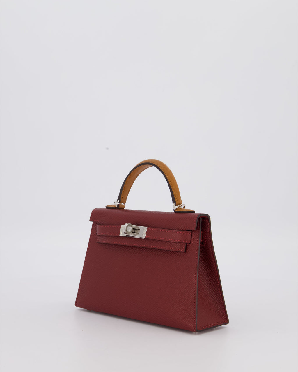 *SUPER RARE* Hermès Mini Kelly II Tricolour 20 Bag In Rouge H, Gold, and Bai Brun Epsom Leather with Palladium Hardware