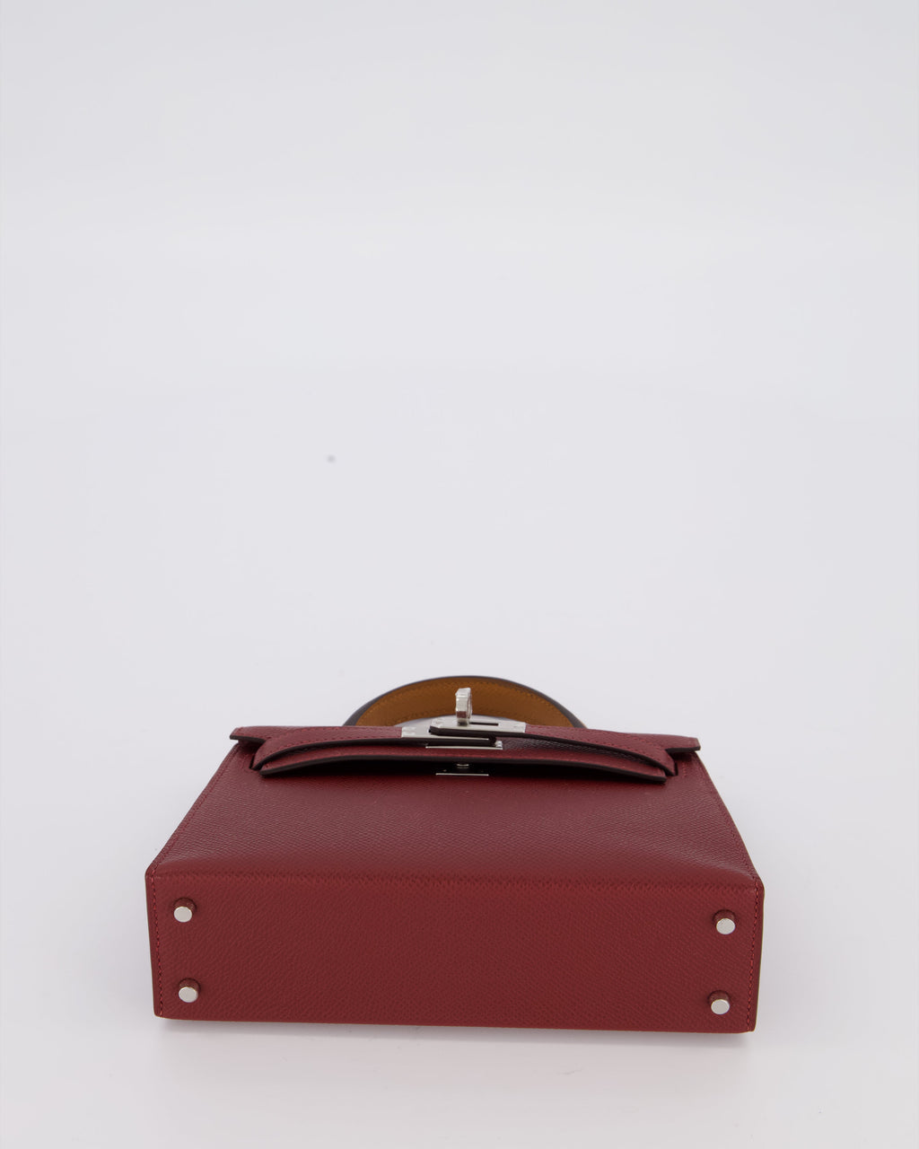 *SUPER RARE* Hermès Mini Kelly II Tricolour 20 Bag In Rouge H, Gold, and Bai Brun Epsom Leather with Palladium Hardware
