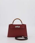 *SUPER RARE* Hermès Mini Kelly II Tricolour 20 Bag In Rouge H, Gold, and Bai Brun Epsom Leather with Palladium Hardware