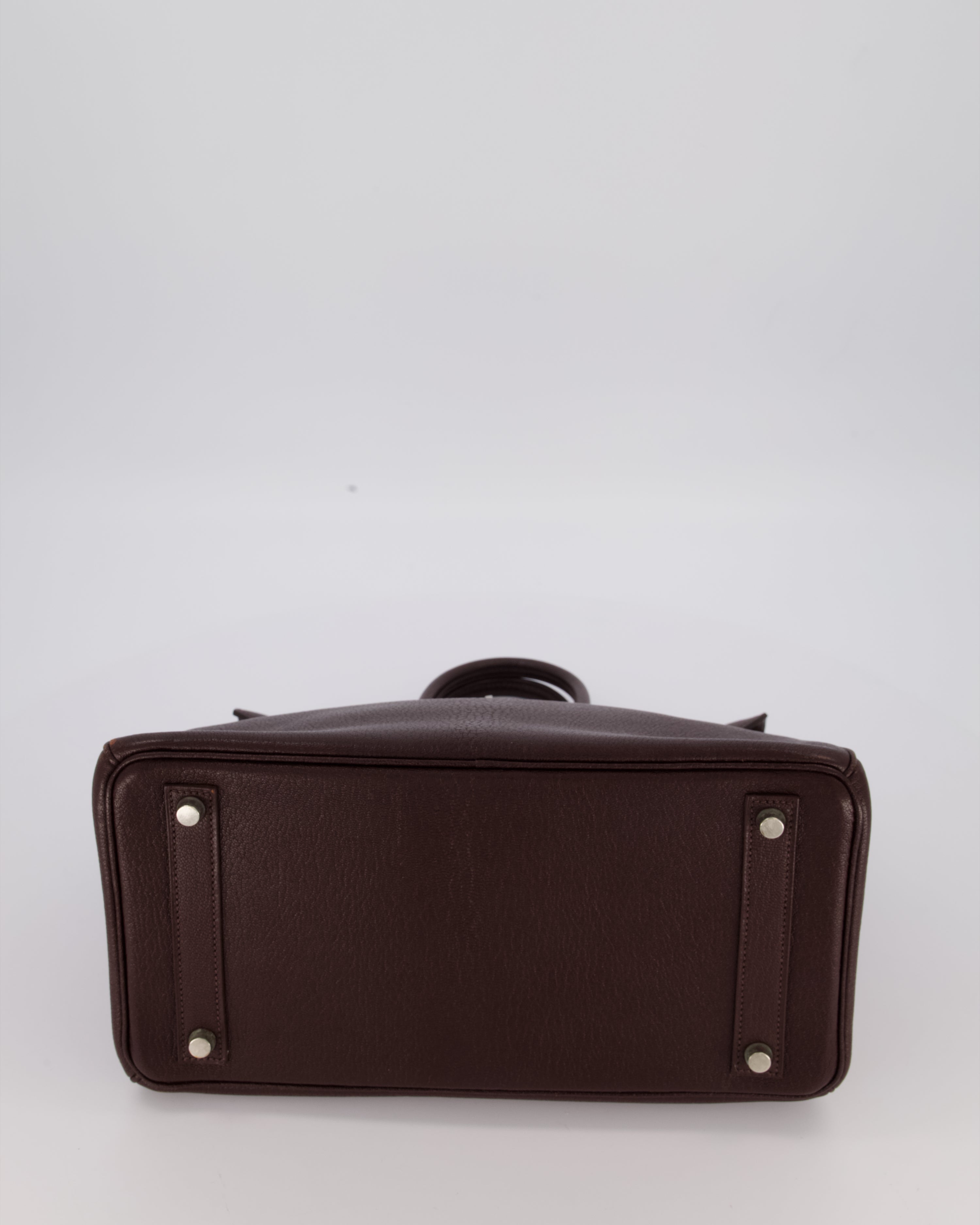 *RARE* Hermes HAC 32 Bag in Chocolat Chèvre Mysore Leather with Palladium Hardware
