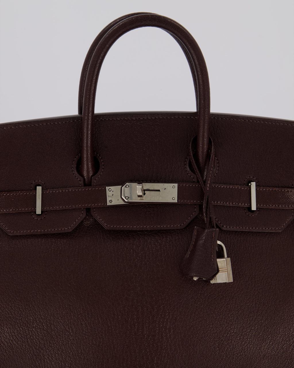 *RARE* Hermes HAC 32 Bag in Chocolat Chèvre Mysore Leather with Palladium Hardware