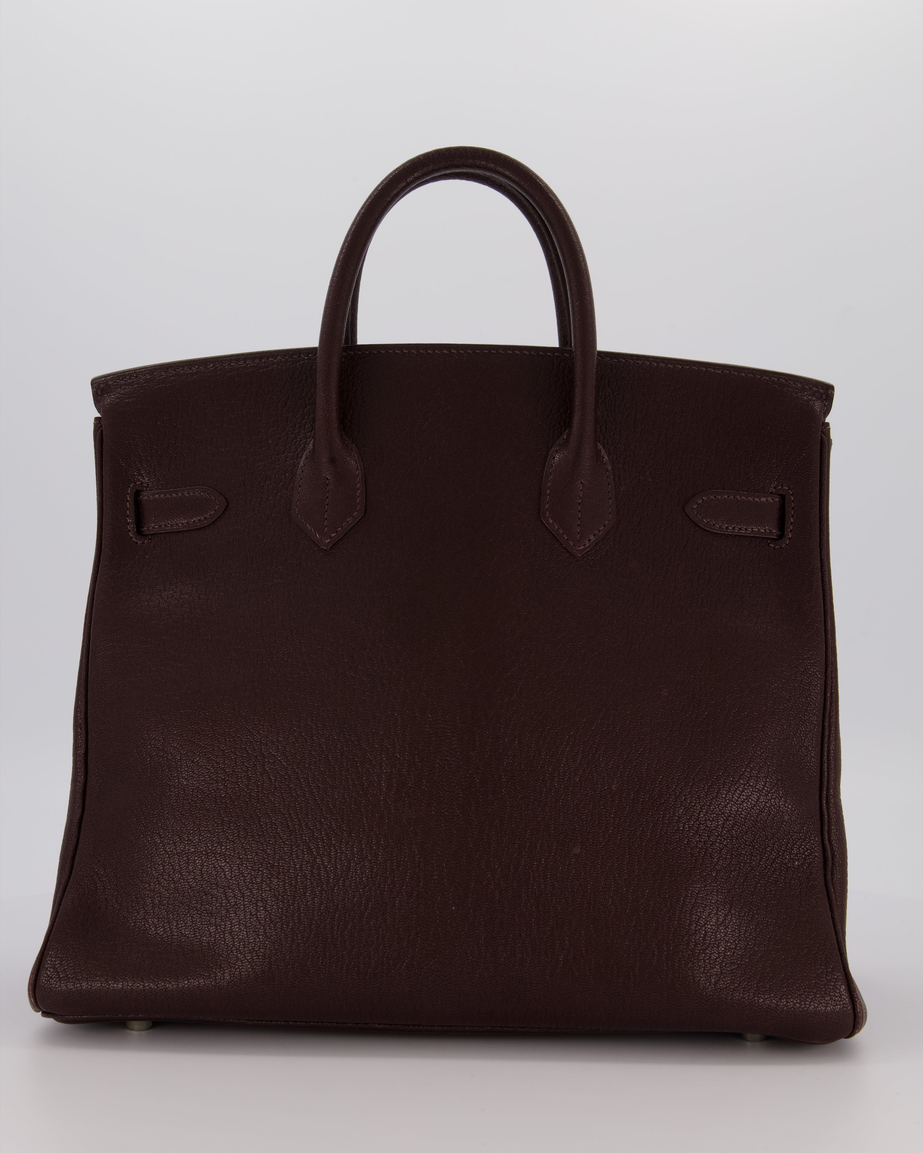 *RARE* Hermes HAC 32 Bag in Chocolat Chèvre Mysore Leather with Palladium Hardware