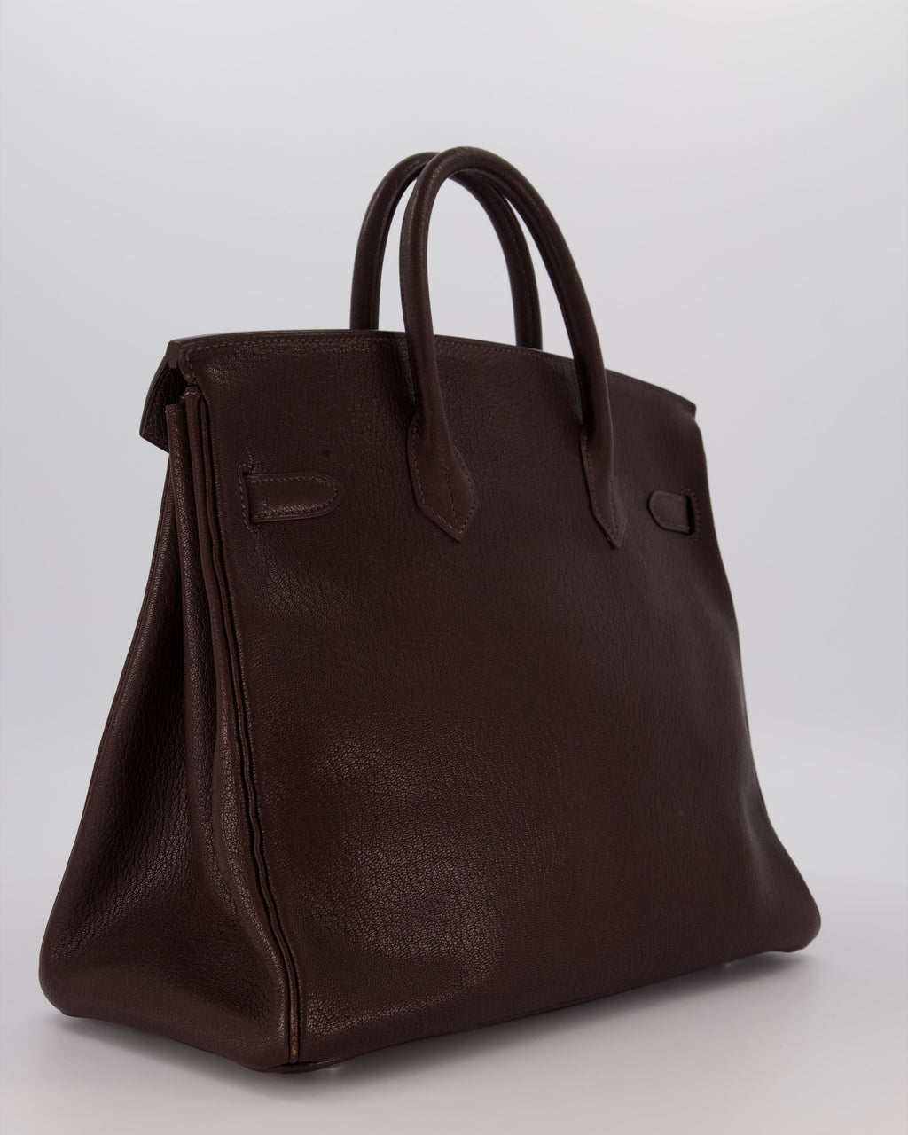 *RARE* Hermes HAC 32 Bag in Chocolat Chèvre Mysore Leather with Palladium Hardware