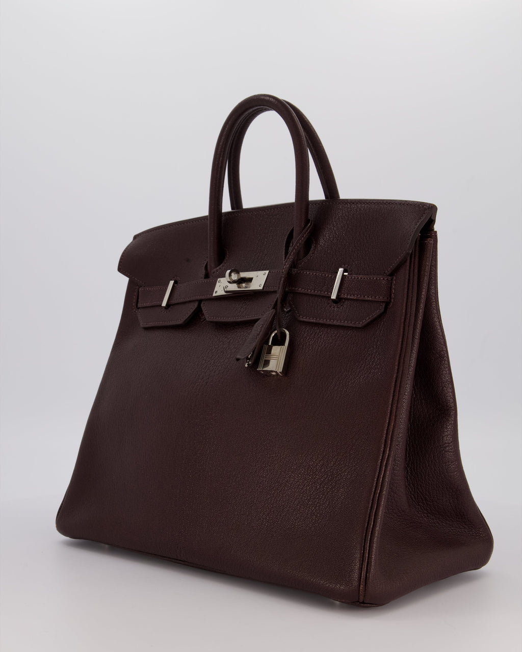 *RARE* Hermes HAC 32 Bag in Chocolat Chèvre Mysore Leather with Palladium Hardware