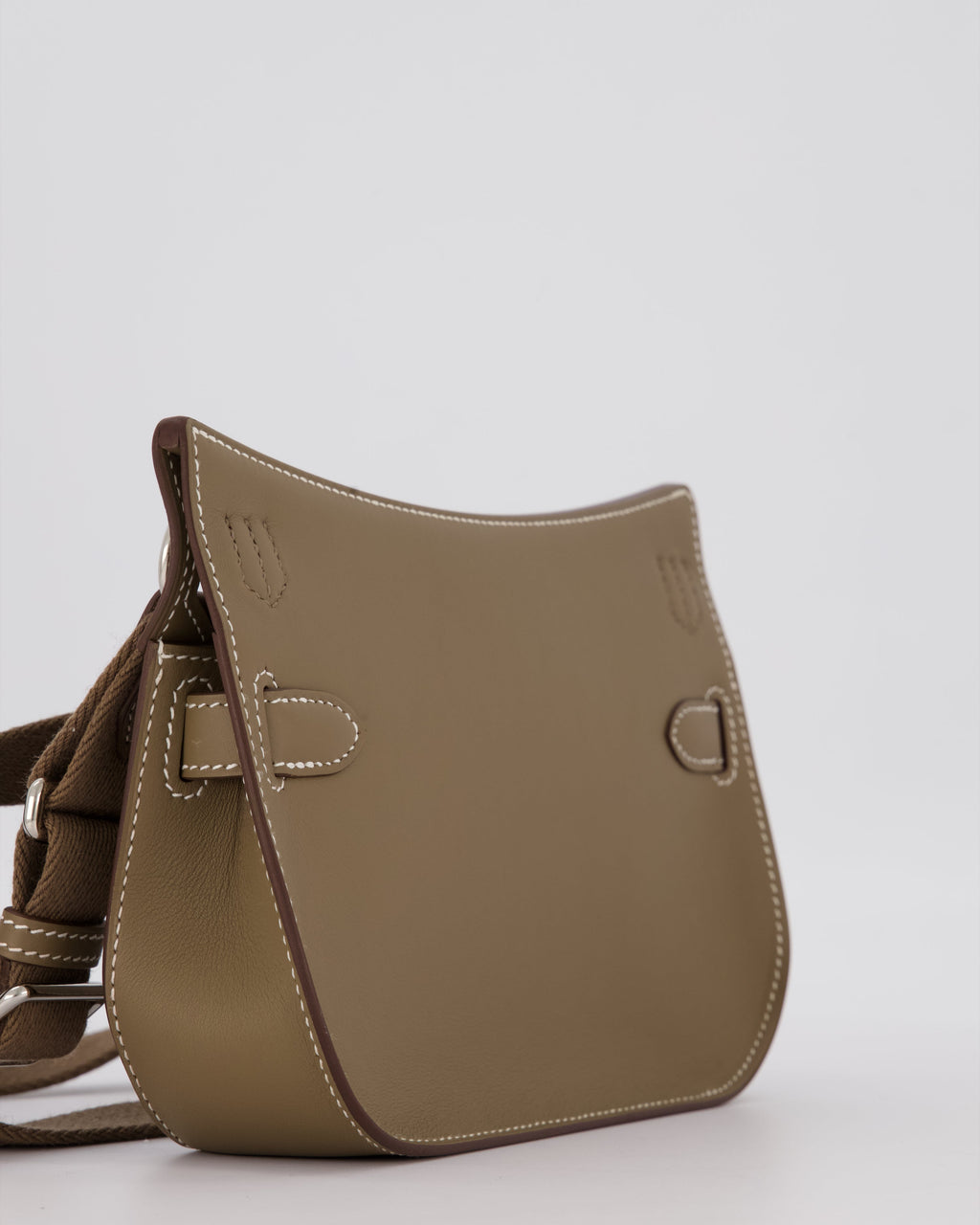 Hermès Mini Jypsiere Crossbody Bag in Etoupe Swift Leather with Palladium Hardware